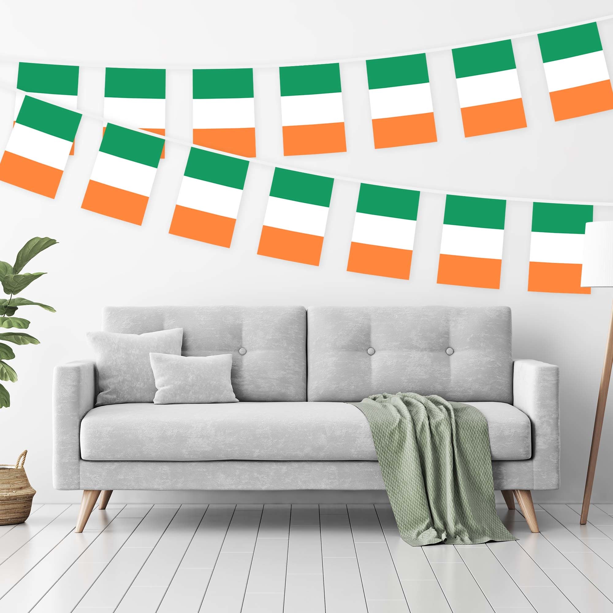 G128 Ireland Irish Bunting Banner | Flag 8.2 x 5.5 Inch, Full String 33 Feet | Printed 150D Polyester, Decorations For Bar, School, Festival Events Celebration