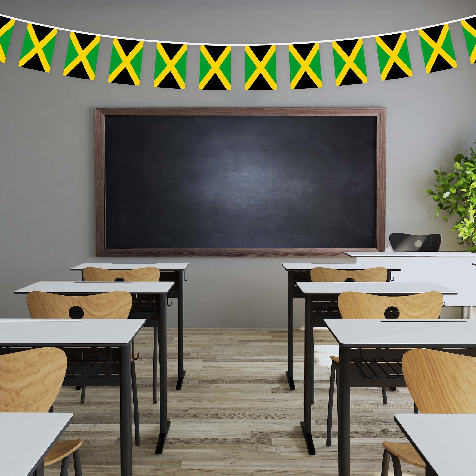 G128 Jamaica Jamaican Bunting Banner | Flag 8.2 x 5.5 Inch, Full String 33 Feet | Printed 150D Polyester, Decorations For Bar, School, Festival Events Celebration