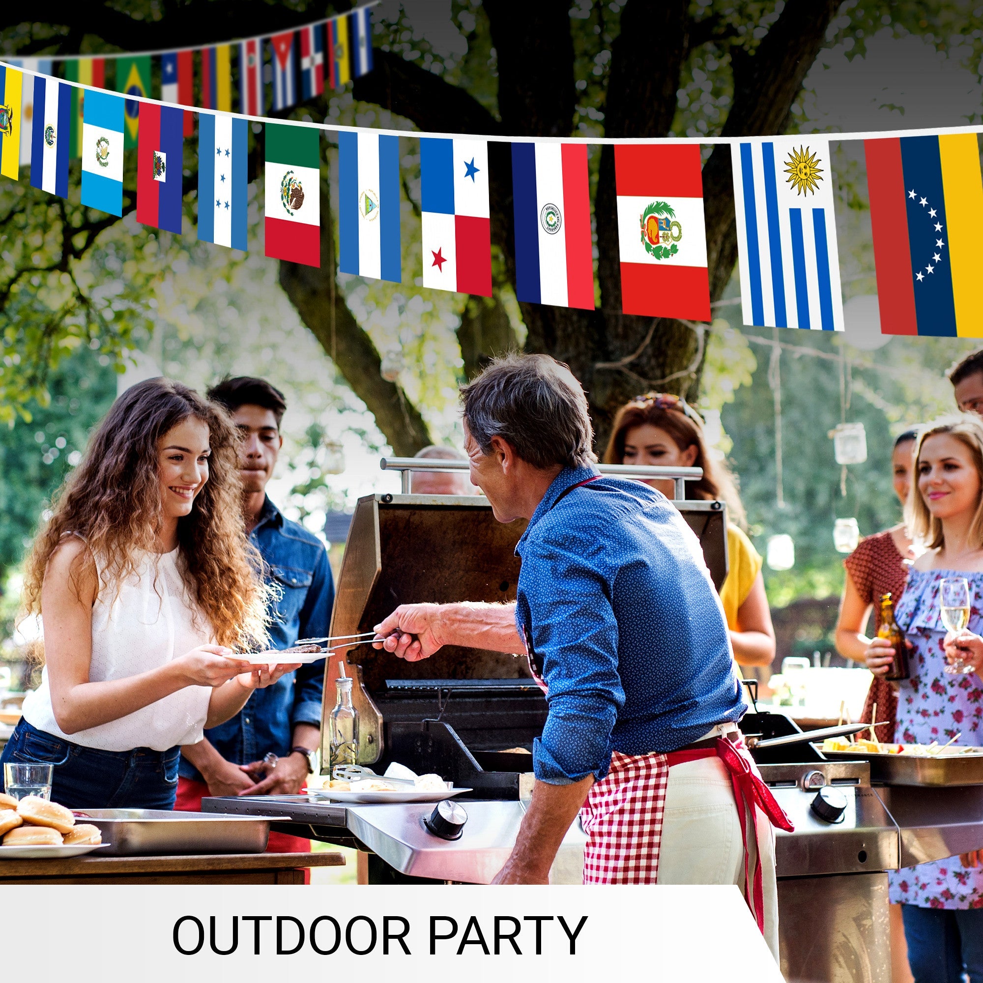 G128 Latin America 20 Countries Bunting Banner | Flag 12 x 18 Inch, Full String 30 Feet | Printed 150D Polyester, Decorations For Bar, School, Festival Events Celebration