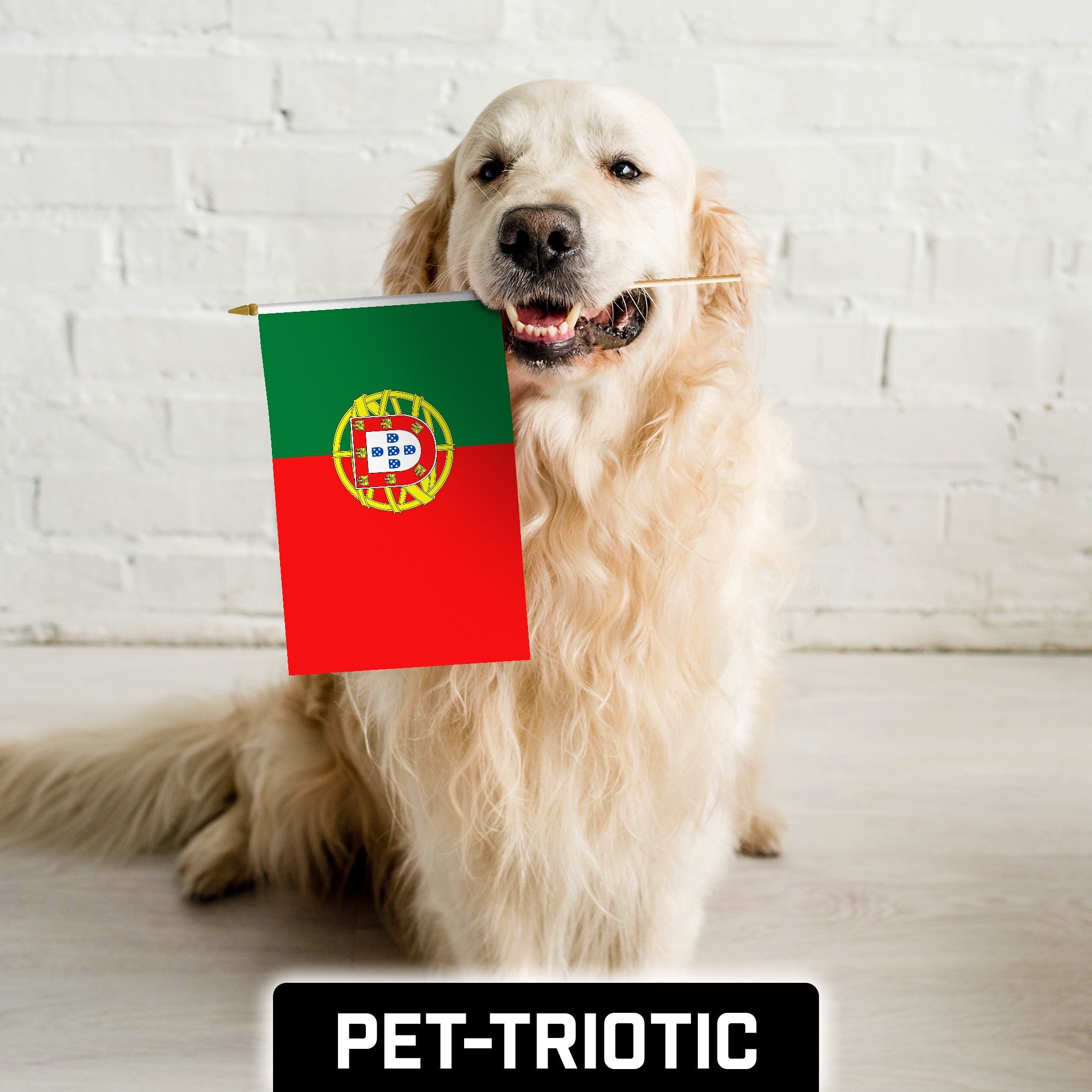G128 12 Pack Handheld Portugal Portuguese Stick Flags | 12x18 In | Printed 150D Polyester, Country Flag, Solid Wooden Stick, Spear Gold Tip