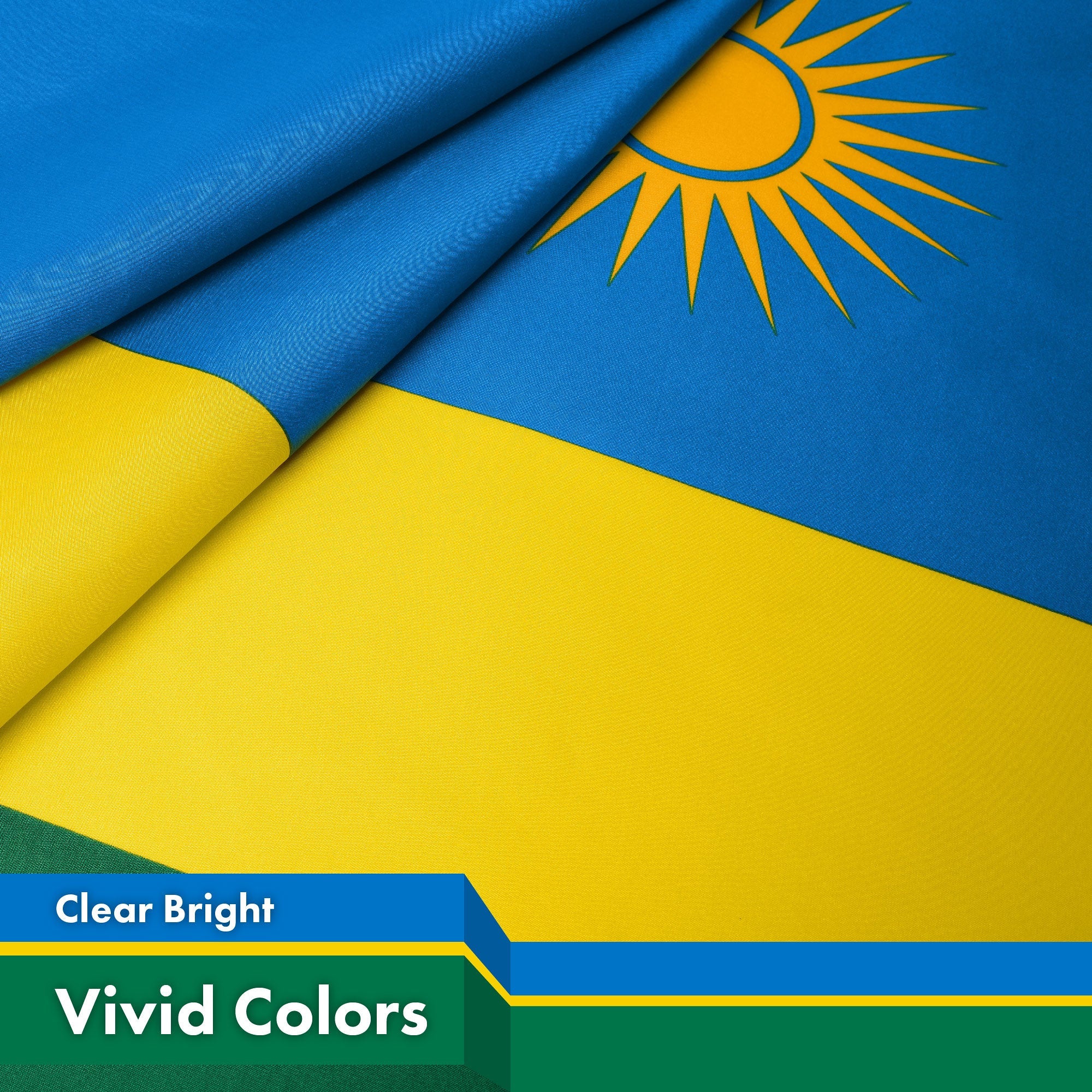 G128 Rwanda Rwandan Flag | 3x5 Ft | LiteWeave Pro Series Printed 150D Polyester | Country Flag, Indoor/Outdoor, Vibrant Colors, Brass Grommets, Thicker and More Durable Than 100D 75D Polyester