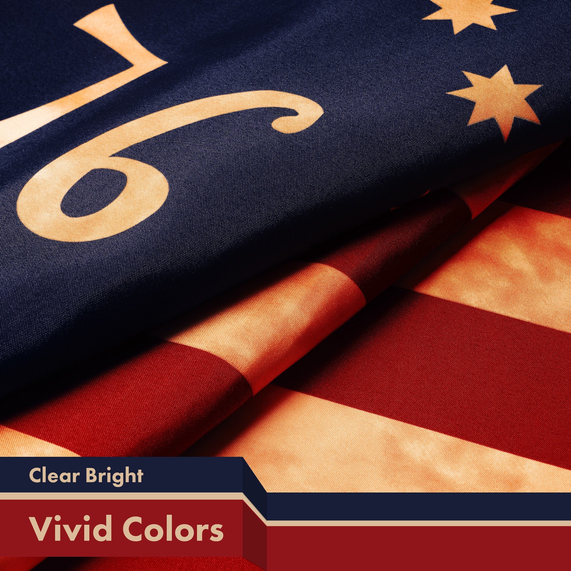 G128 Bennington 76 Tea-Stained Flag | 3x5 Ft | LiteWeave Pro Series PRINTED 300D Polyester | Historical, Indoor/Outdoor, Vibrant Colors, Brass Grommets