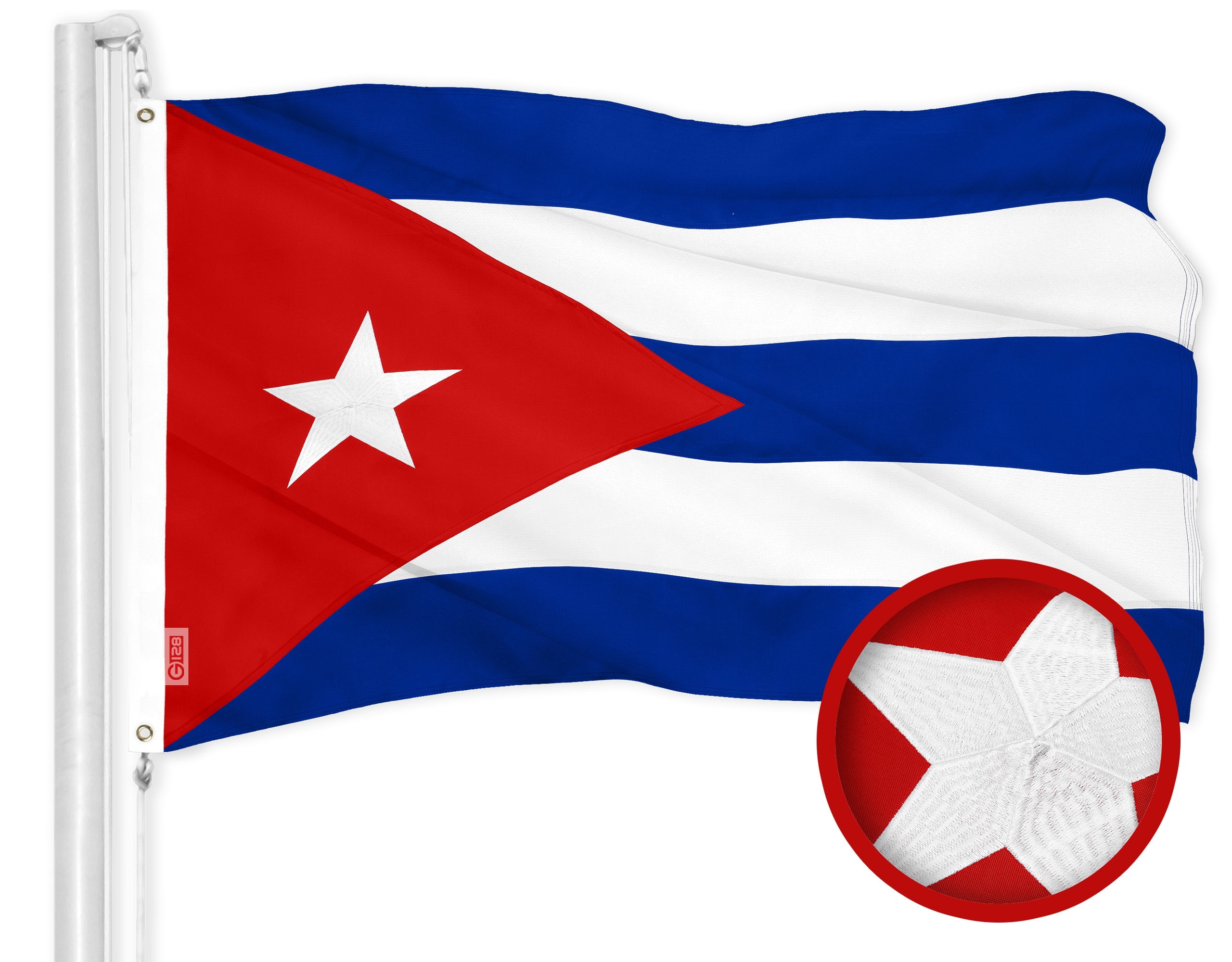 G128 Cuba Cuban Flag | 3x5 Ft | ToughWeave Series Embroidered 300D Polyester | Country Flag, Embroidered Design, Indoor/Outdoor, Brass Grommets