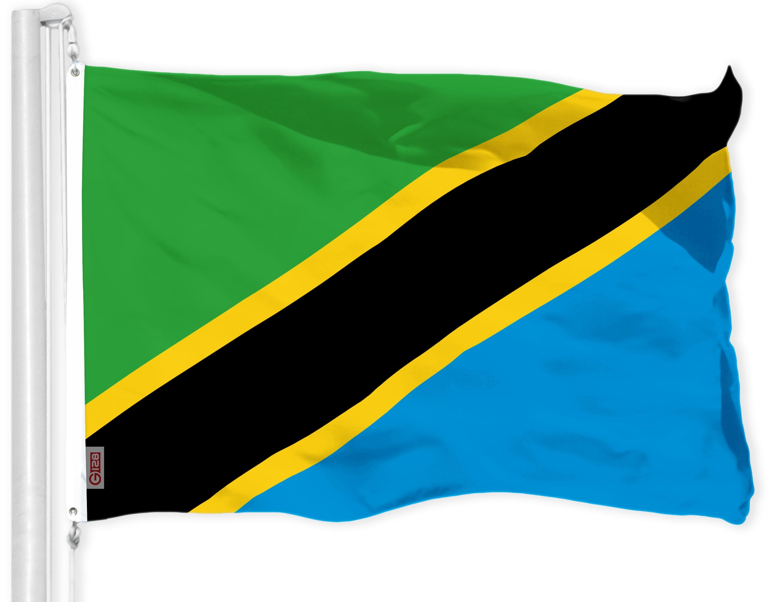 G128 Tanzania Tanzanian Flag | 3x5 Ft | LiteWeave Pro Series Printed 150D Polyester | Country Flag, Indoor/Outdoor, Vibrant Colors, Brass Grommets, Thicker and More Durable Than 100D 75D Polyester