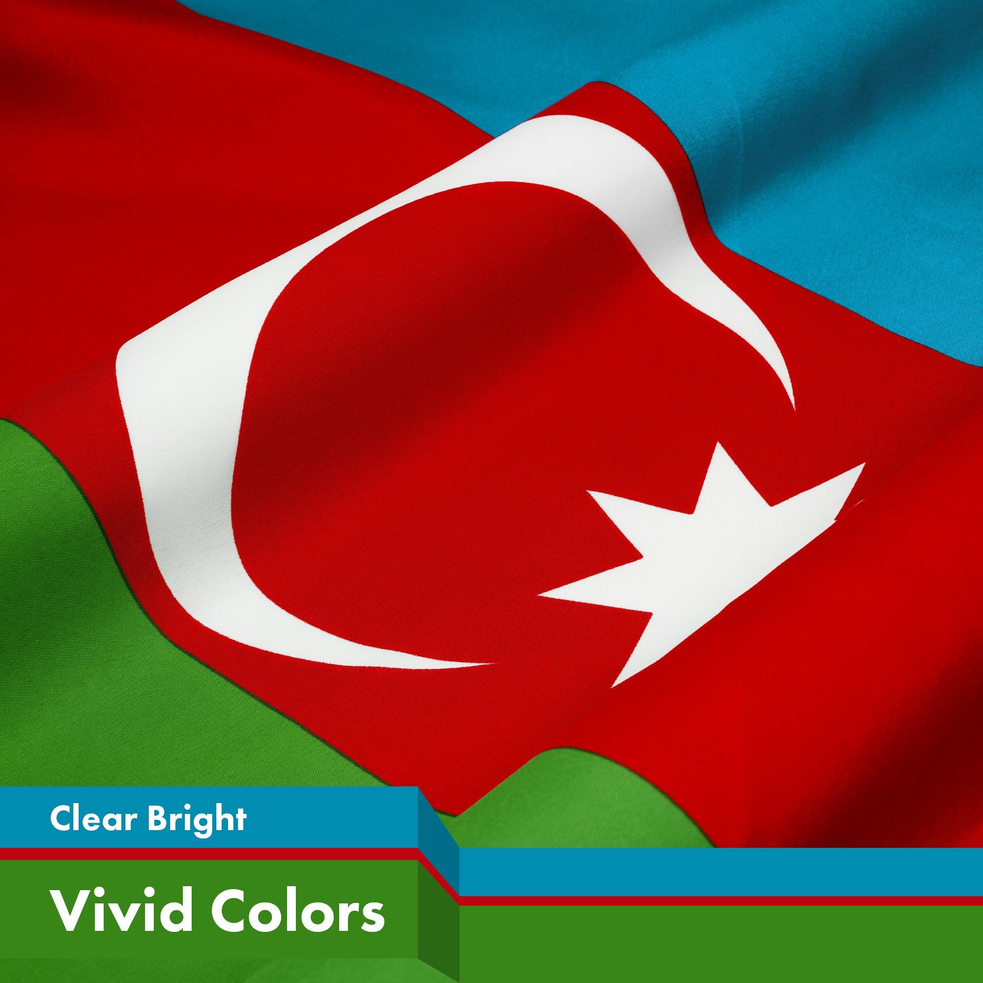 G128 Azerbaijan Azerbaijanis Azeris Flag | 3x5 Ft | LiteWeave Pro Series Printed 150D Polyester | Country Flag, Vibrant Colors, Brass Grommets, Thicker and More Durable Than 100D 75D Polyester
