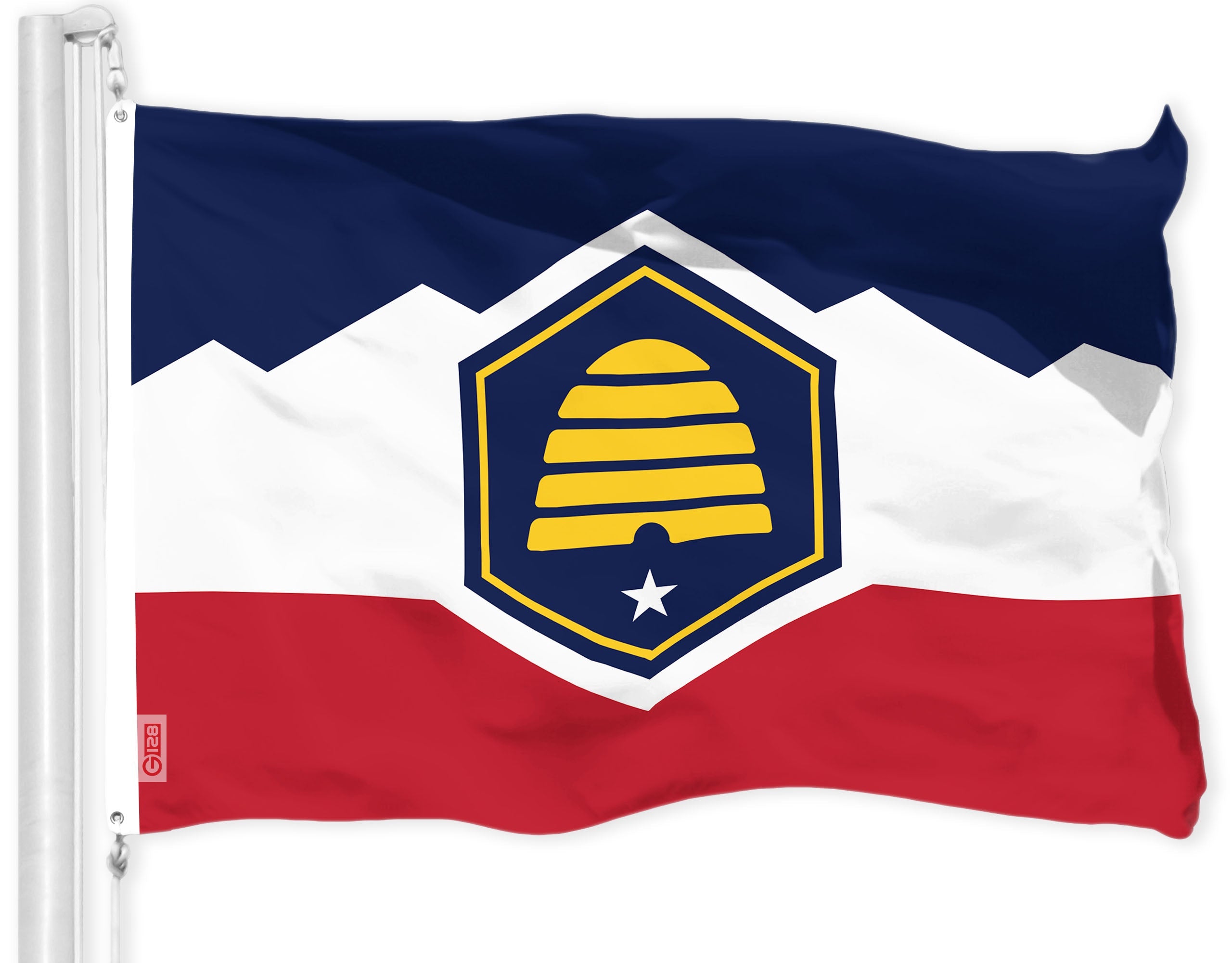G128 Utah 2023 New Version UT State Flag | 3x5 Ft | LiteWeave Pro Series Printed 150D Polyester | Indoor/Outdoor, Vibrant Colors, Brass Grommets, Thicker and More Durable Than 100D 75D Polyester