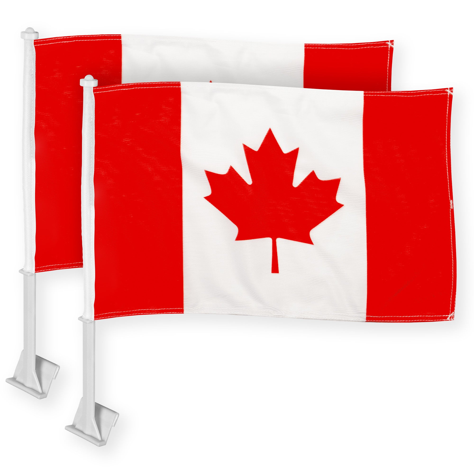 G128 2 Pack: Canada Canadian Car Flag | 11x17 In | Double LiteWeave Pro Series Double Sided Printed 150D Polyester | Flagpole Included | Perfect for Festival Celebrations, Parades