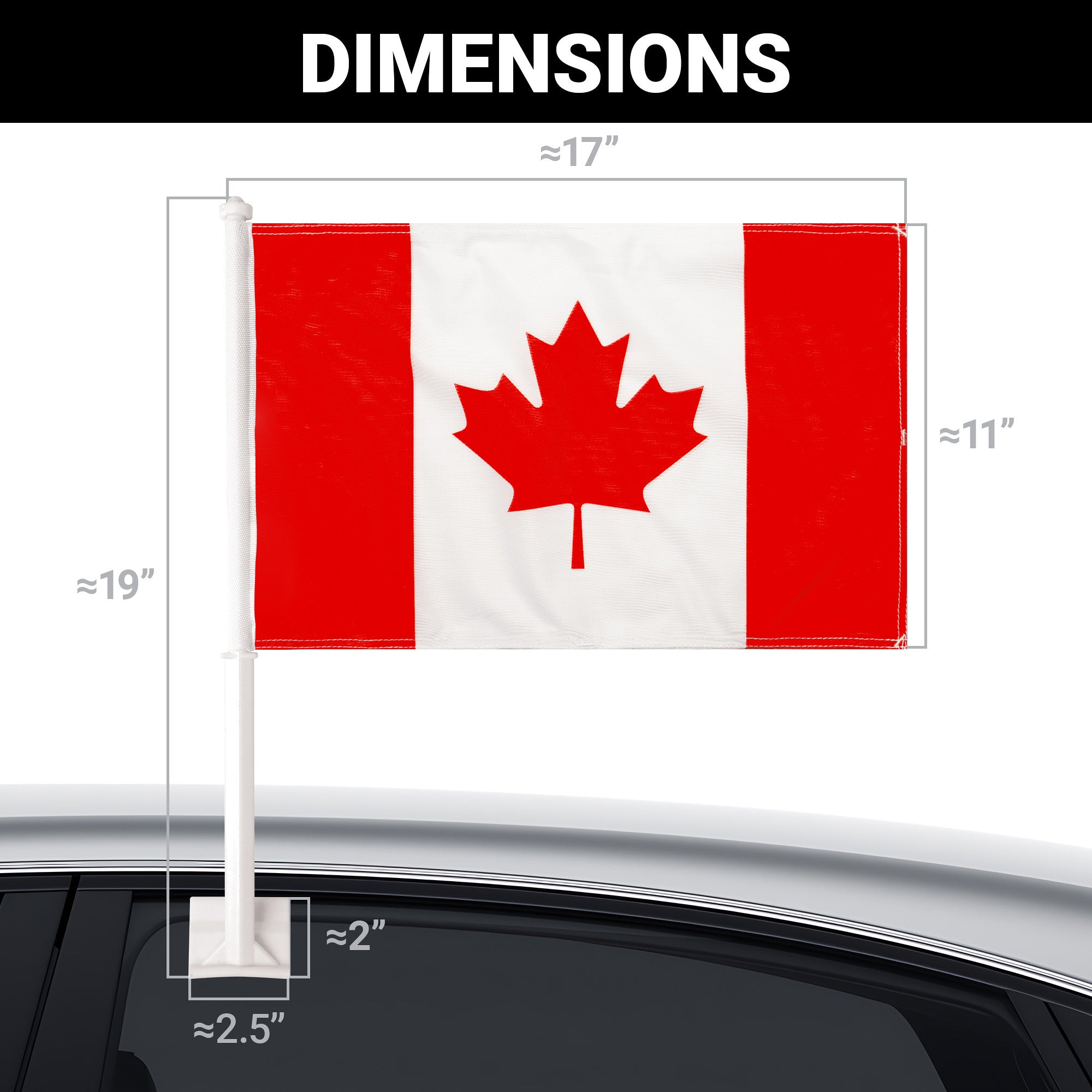 G128 2 Pack: Canada Canadian Car Flag | 11x17 In | Double LiteWeave Pro Series Double Sided Printed 150D Polyester | Flagpole Included | Perfect for Festival Celebrations, Parades