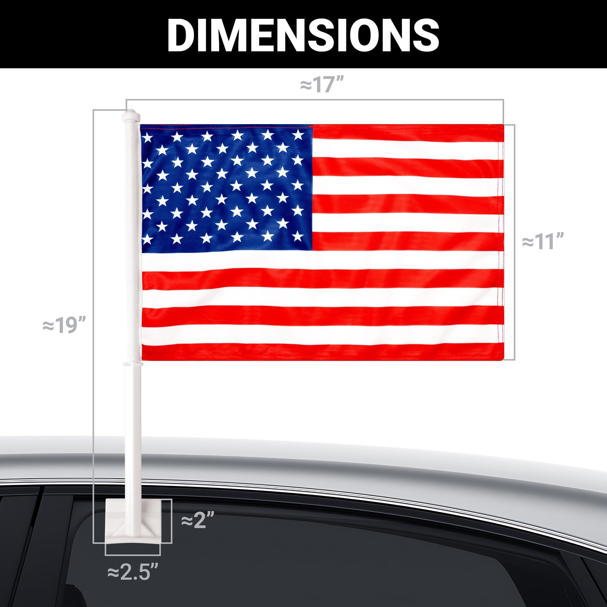 G128 2 Pack: American USA Car Flag | 11x17 In | Double LiteWeave Pro Series Double Sided Printed 150D Polyester | Flagpole Included | Perfect for Festival Celebrations, Parades