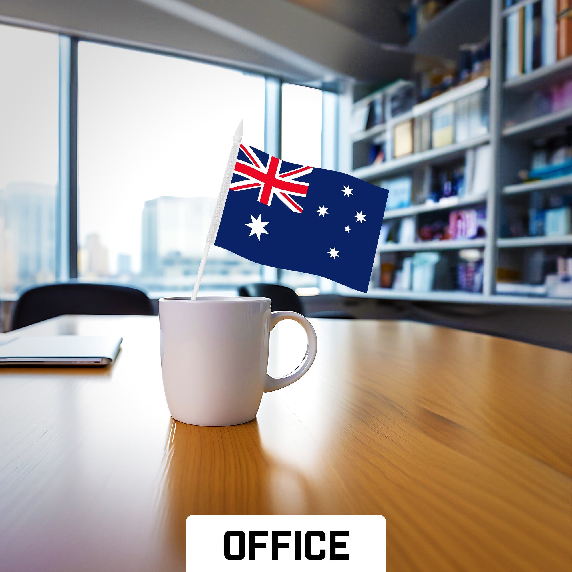 Pack Handheld Australia Australian Stick Flags | 4x6 In | Printed 150D Polyester, Country Flag, Solid Plastic Stick, Spear White Tip