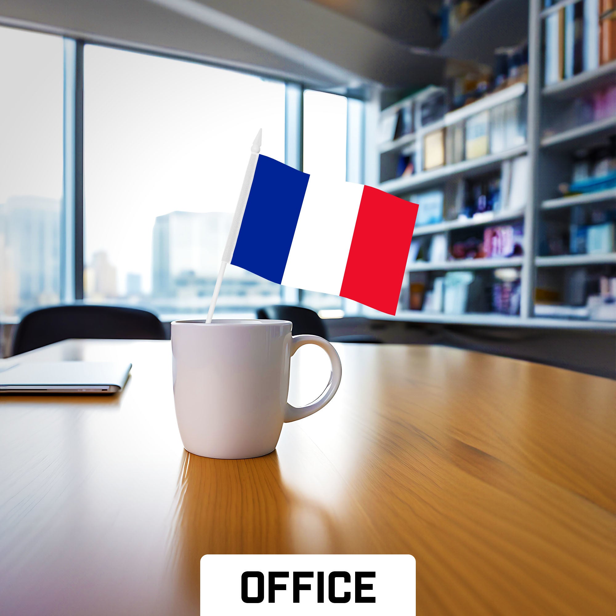 G128 24 Pack Handheld France French Stick Flags | 4x6 In | Printed 150D Polyester, Country Flag, Solid Plastic Stick, Spear White Tip