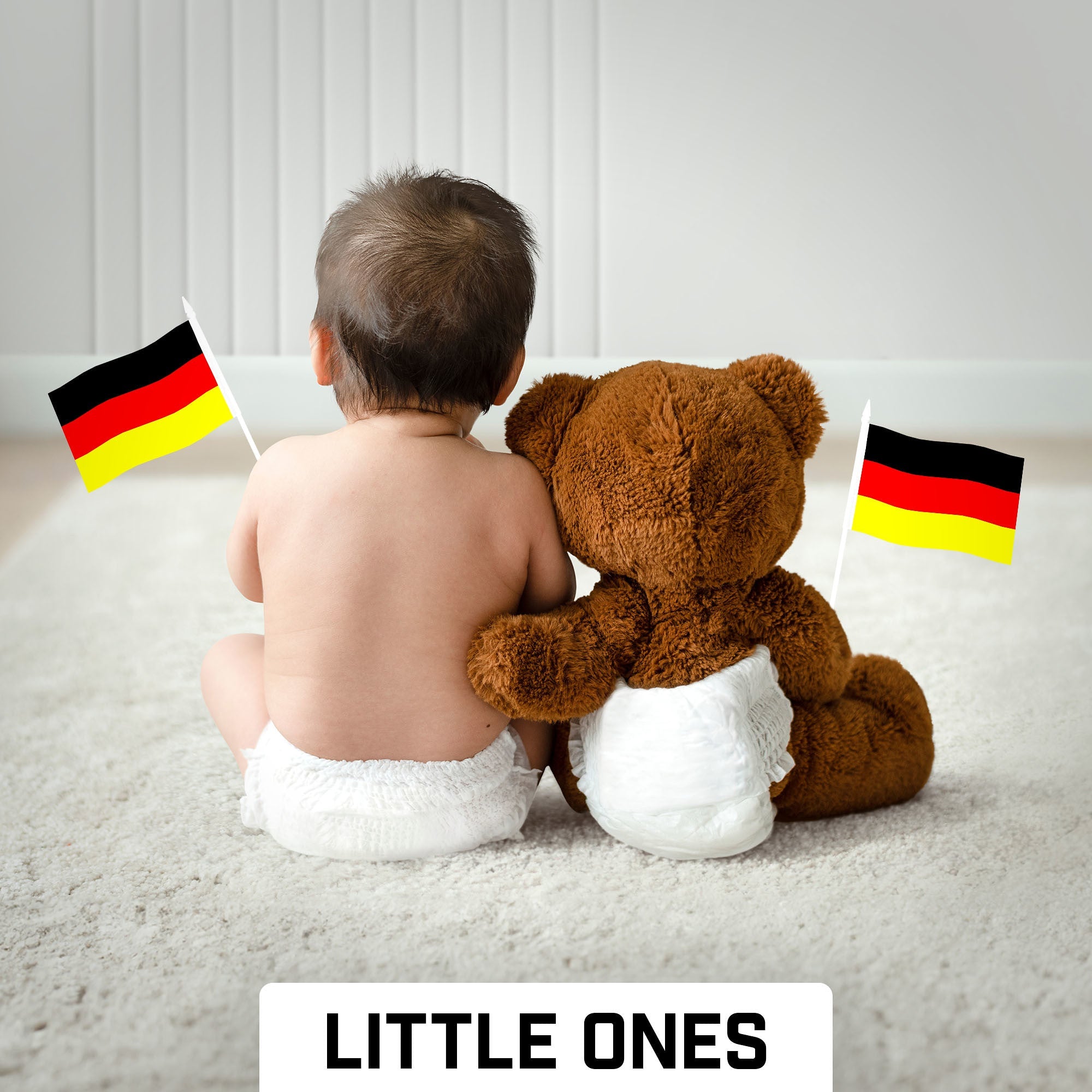 G128 30 Pack Handheld Germany German Stick Flags | 4x6 In | Printed 150D Polyester, Country Flag, Solid Plastic Stick, Spear White Tip