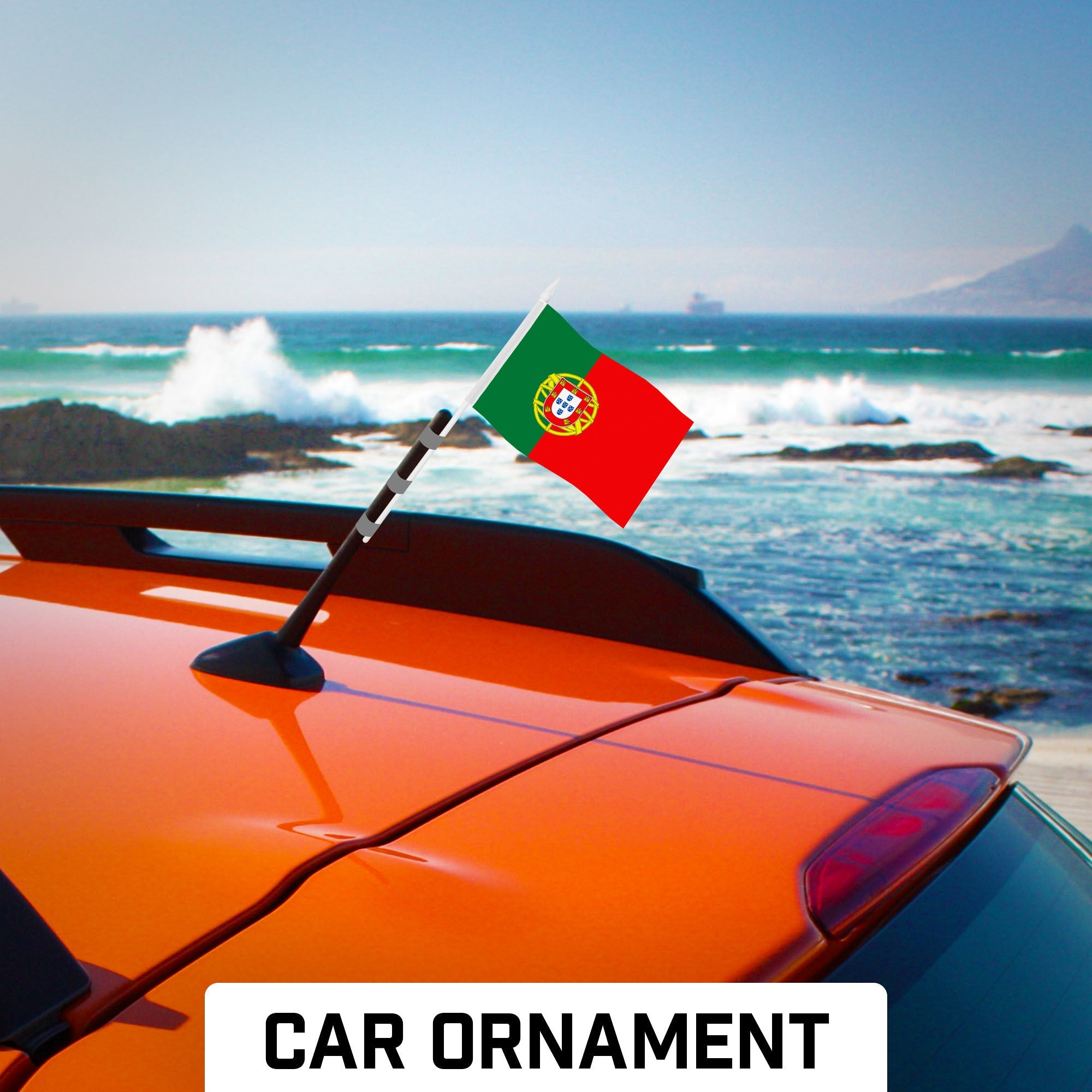 G128 50 Pack Handheld Portugal Portuguese Stick Flags | 4x6 In | Printed 150D Polyester, Country Flag, Solid Plastic Stick, Spear White Tip