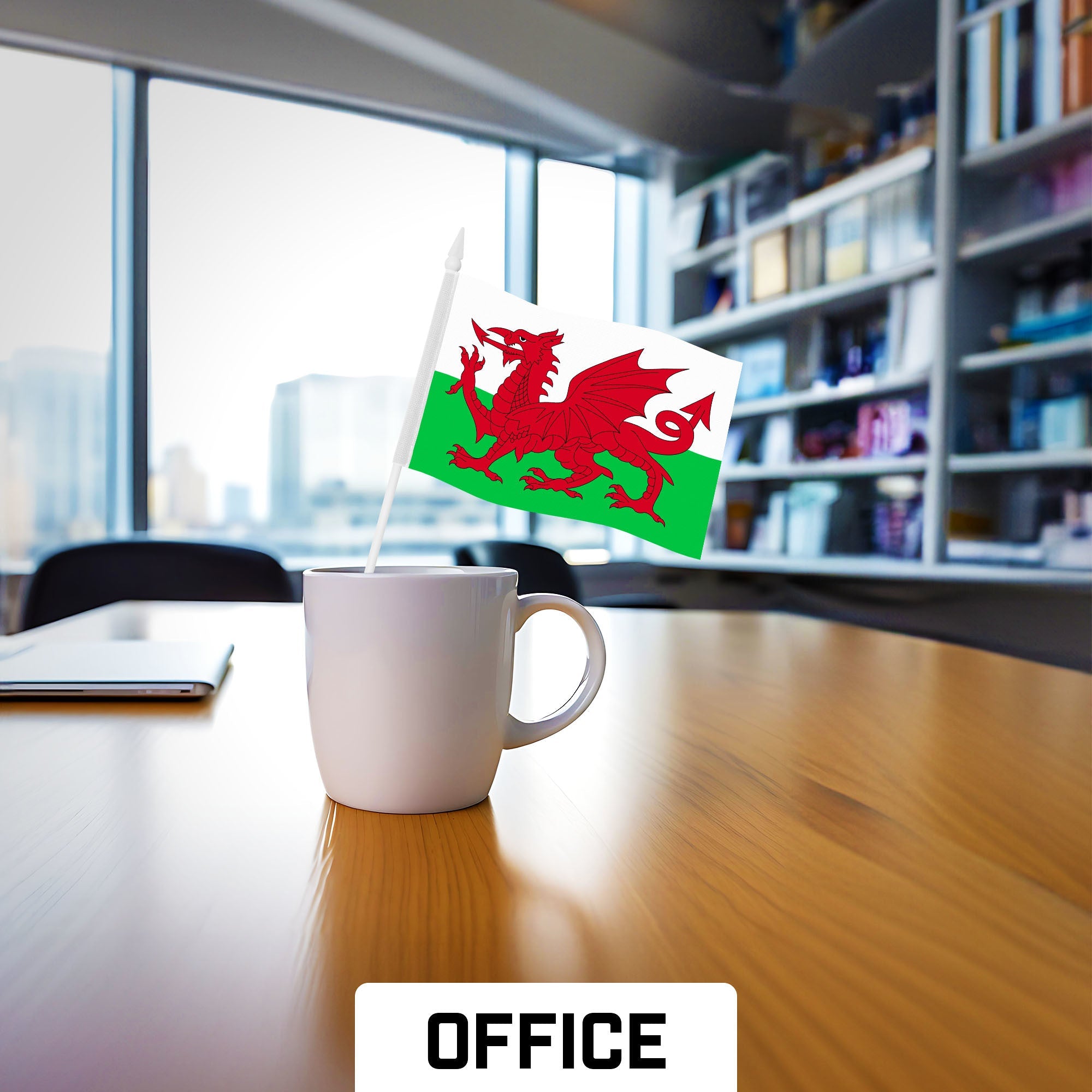 G128 12 Pack Handheld Wales Welsh Stick Flags | 4x6 In | Printed 150D Polyester, Country Flag, Solid Plastic Stick, Spear White Tip