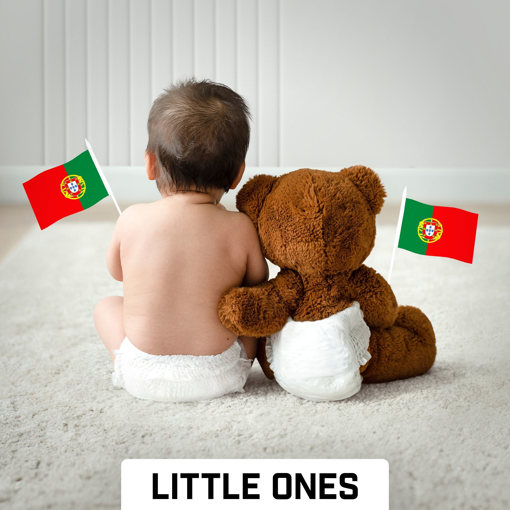G128 50 Pack Handheld Portugal Portuguese Stick Flags | 4x6 In | Printed 150D Polyester, Country Flag, Solid Plastic Stick, Spear White Tip