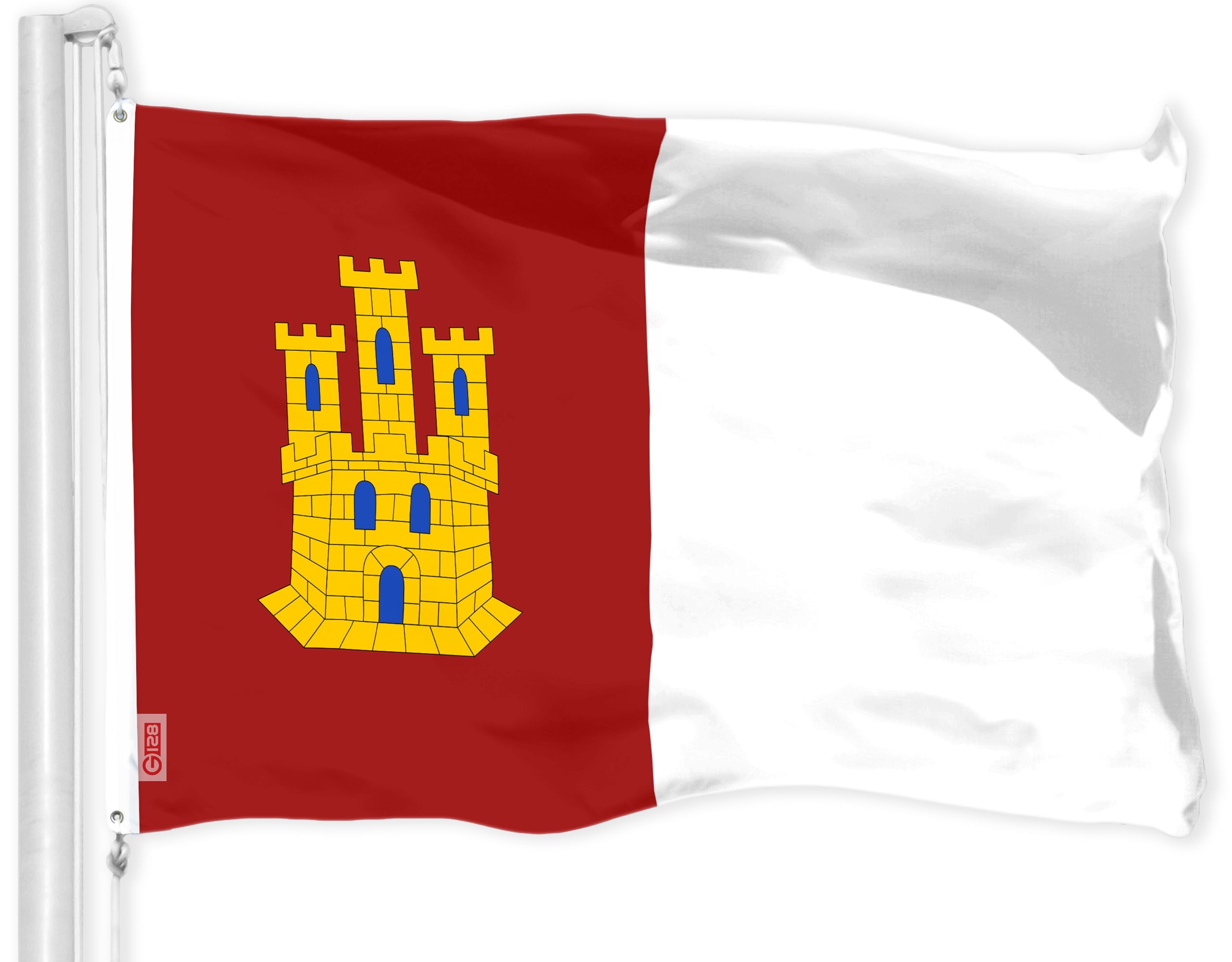 G128 Spain Castile La Mancha Flag | 3x5 Ft | LiteWeave Pro Series Printed 150D Polyester | Country Flag, Indoor/Outdoor, Vibrant Colors, Brass Grommets