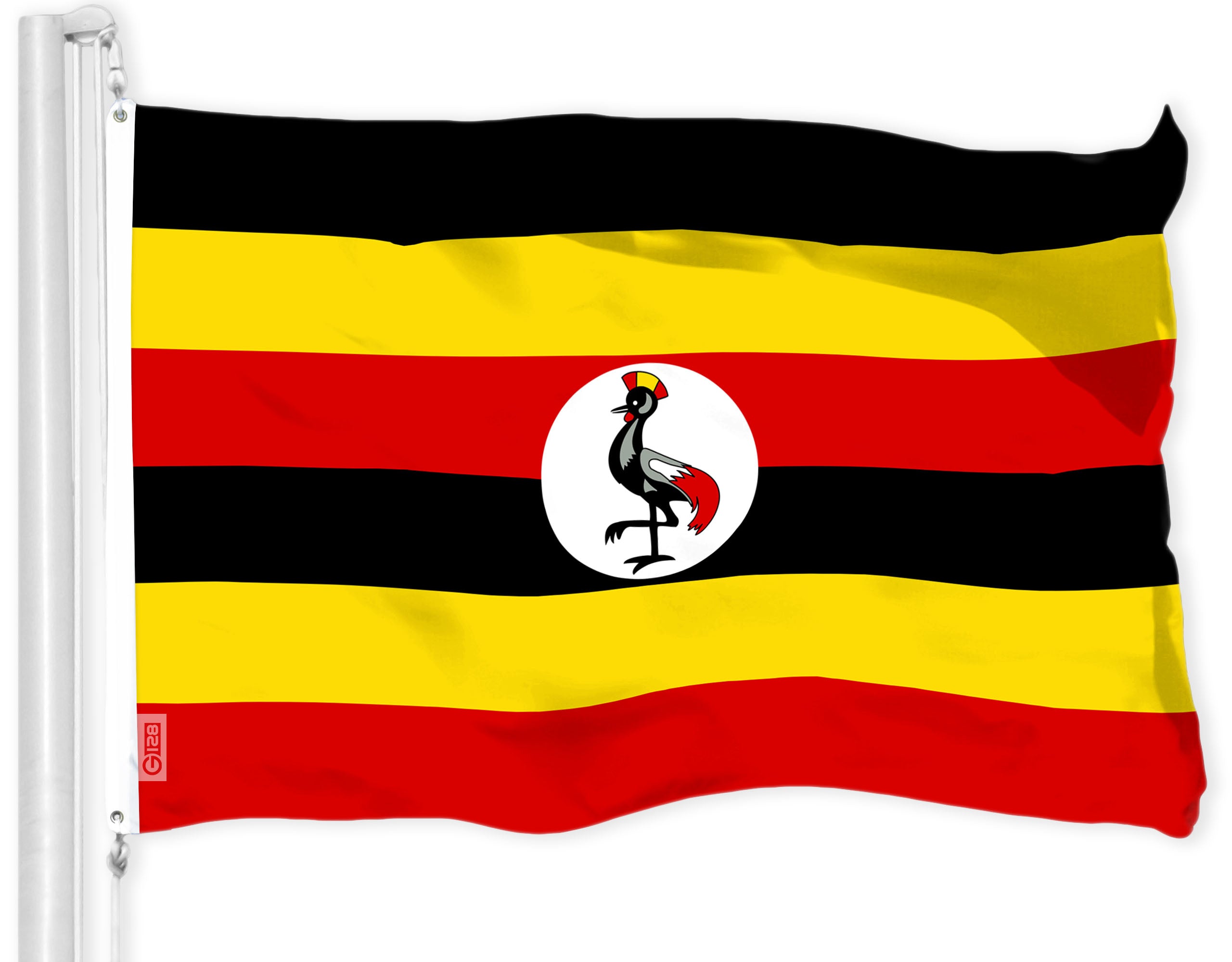 G128 Uganda Ugandan Flag | 3x5 Ft | LiteWeave Pro Series Printed 150D Polyester | Country Flag, Indoor/Outdoor, Vibrant Colors, Brass Grommets