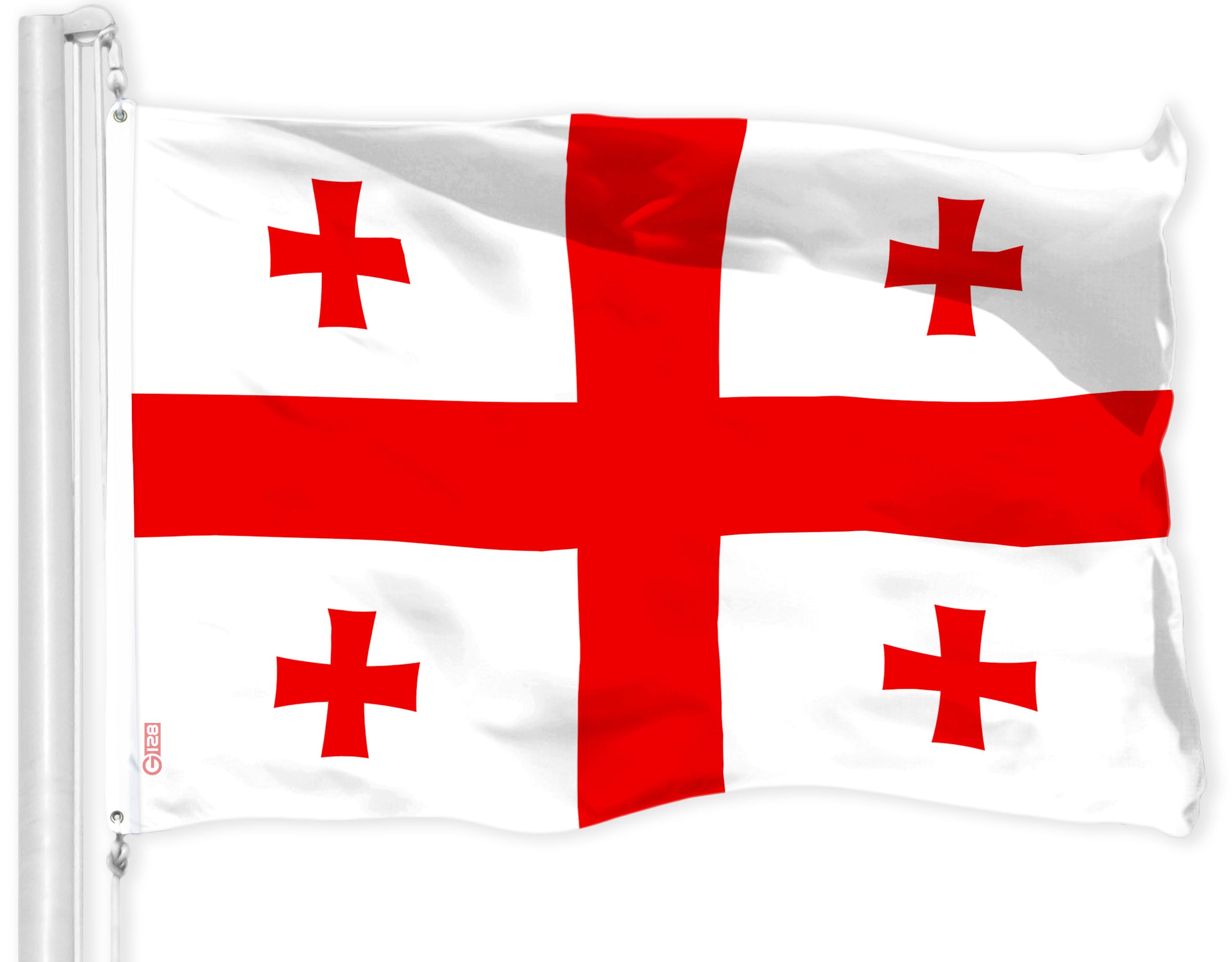G128 Georgia Georgian Flag | 3x5 Ft | LiteWeave Pro Series Printed 150D Polyester | Country Flag, Indoor/Outdoor, Vibrant Colors, Brass Grommets