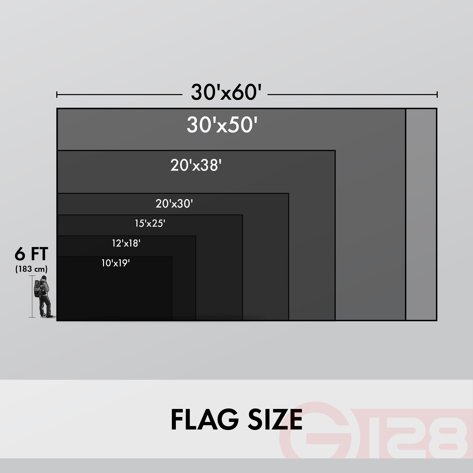 G128 American USA Flag | 30x50 Ft | StormFlyer Series Embroidered 220GSM Spun Polyester | Country Flag, Embroidered Stars, Sewn Stripes, Indoor/Outdoor, Brass Grommets, Heavy Duty, All Weather