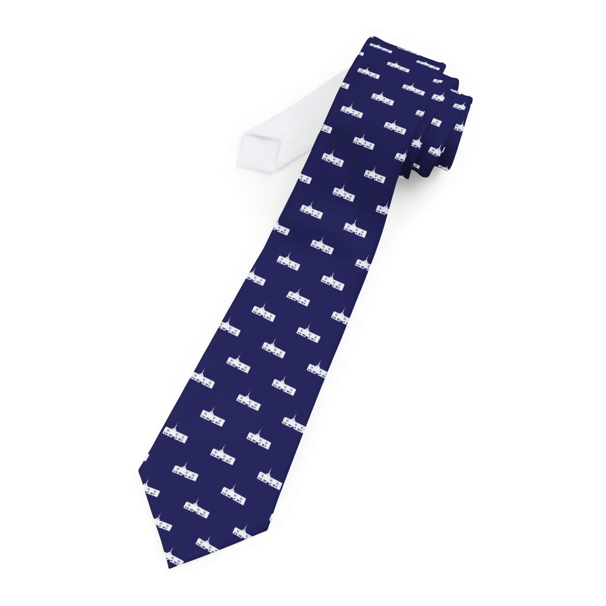 Fukuoka Japan Temple Patterned Neck Tie for Elders (Blue)