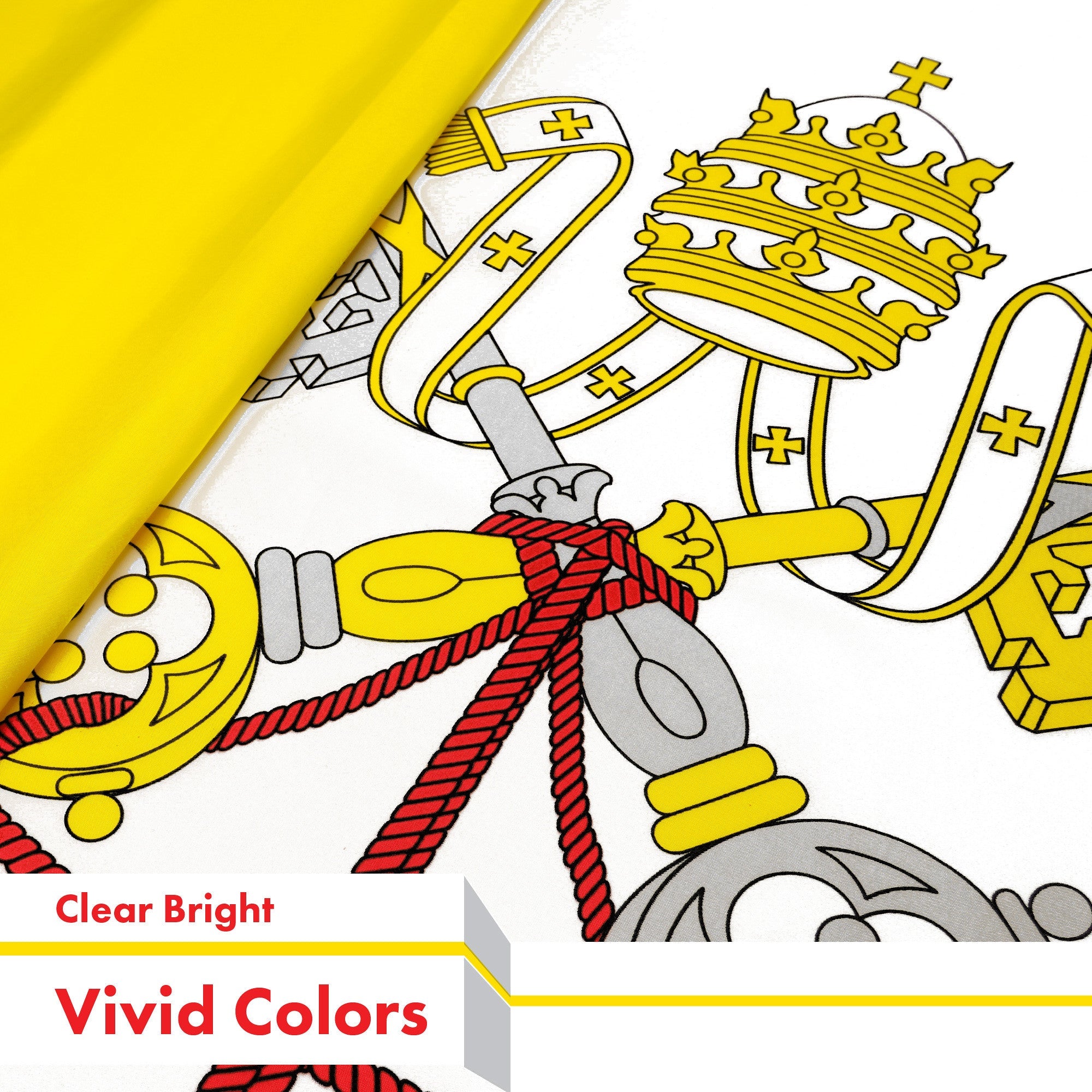G128 Vatican City Flag | 4x6 Ft | LiteWeave Pro Series Printed 150D Polyester | Country Flag, Indoor/Outdoor, Vibrant Colors, Brass Grommets