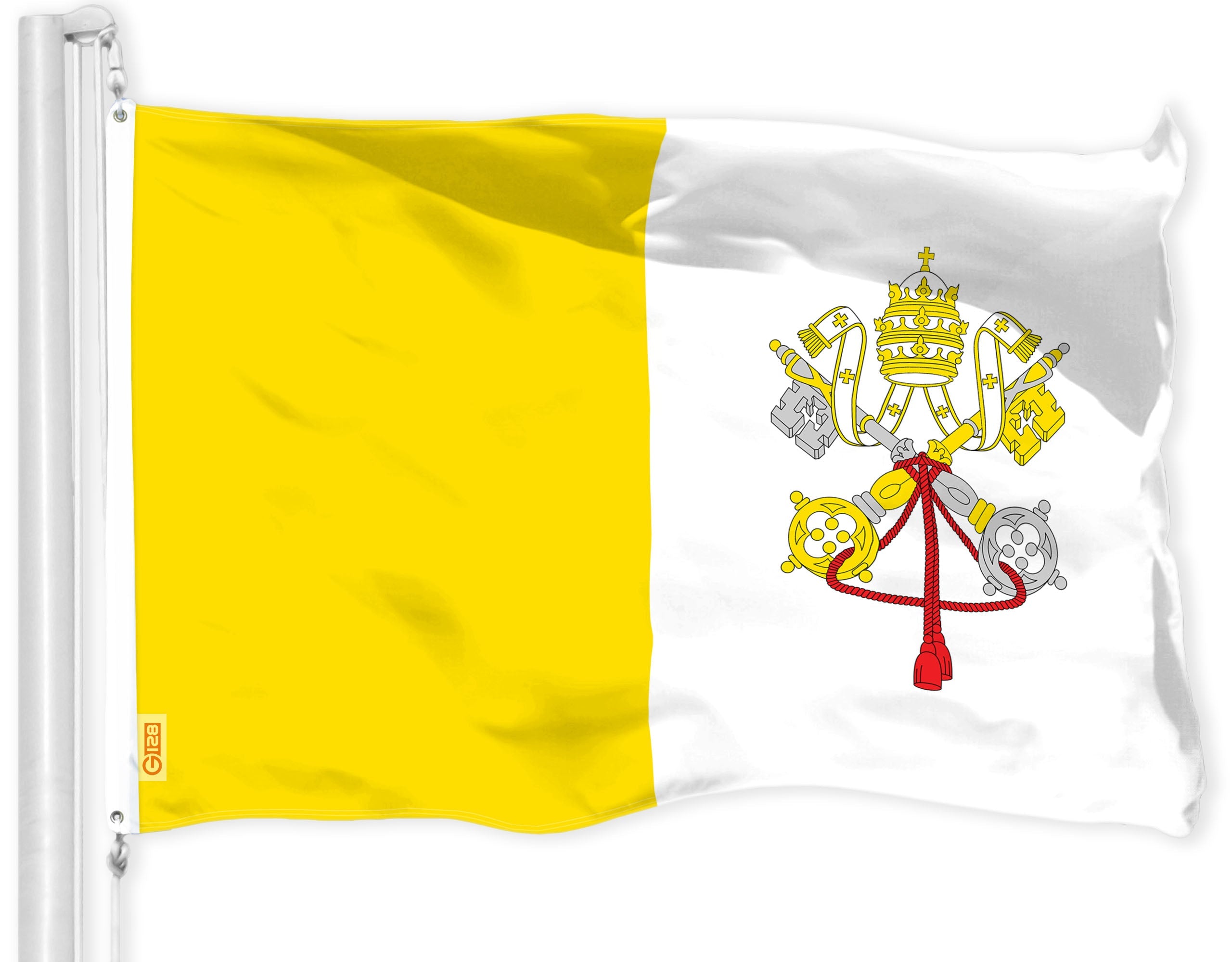 G128 Vatican City Flag | 4x6 Ft | LiteWeave Pro Series Printed 150D Polyester | Country Flag, Indoor/Outdoor, Vibrant Colors, Brass Grommets