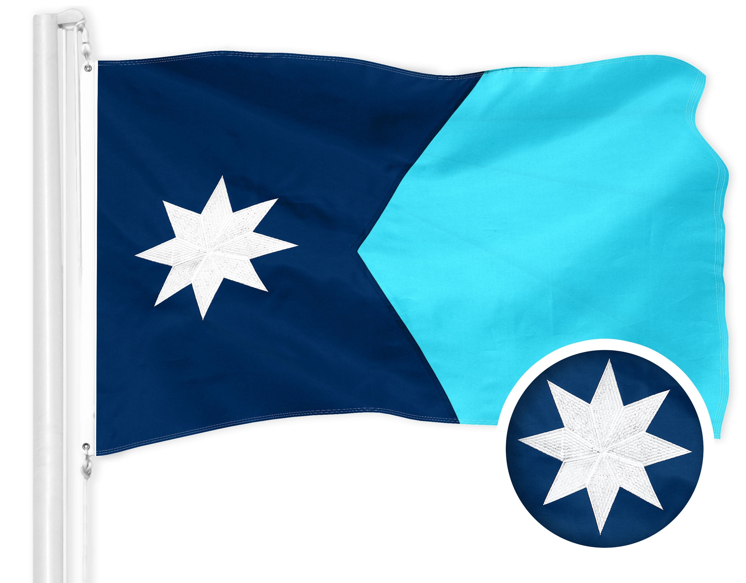 G128 Minnesota New Version MN State Flag | 3x5 Ft | ToughWeave Series Embroidered 300D Polyester | Embroidered Design, Indoor/Outdoor, Brass Grommets