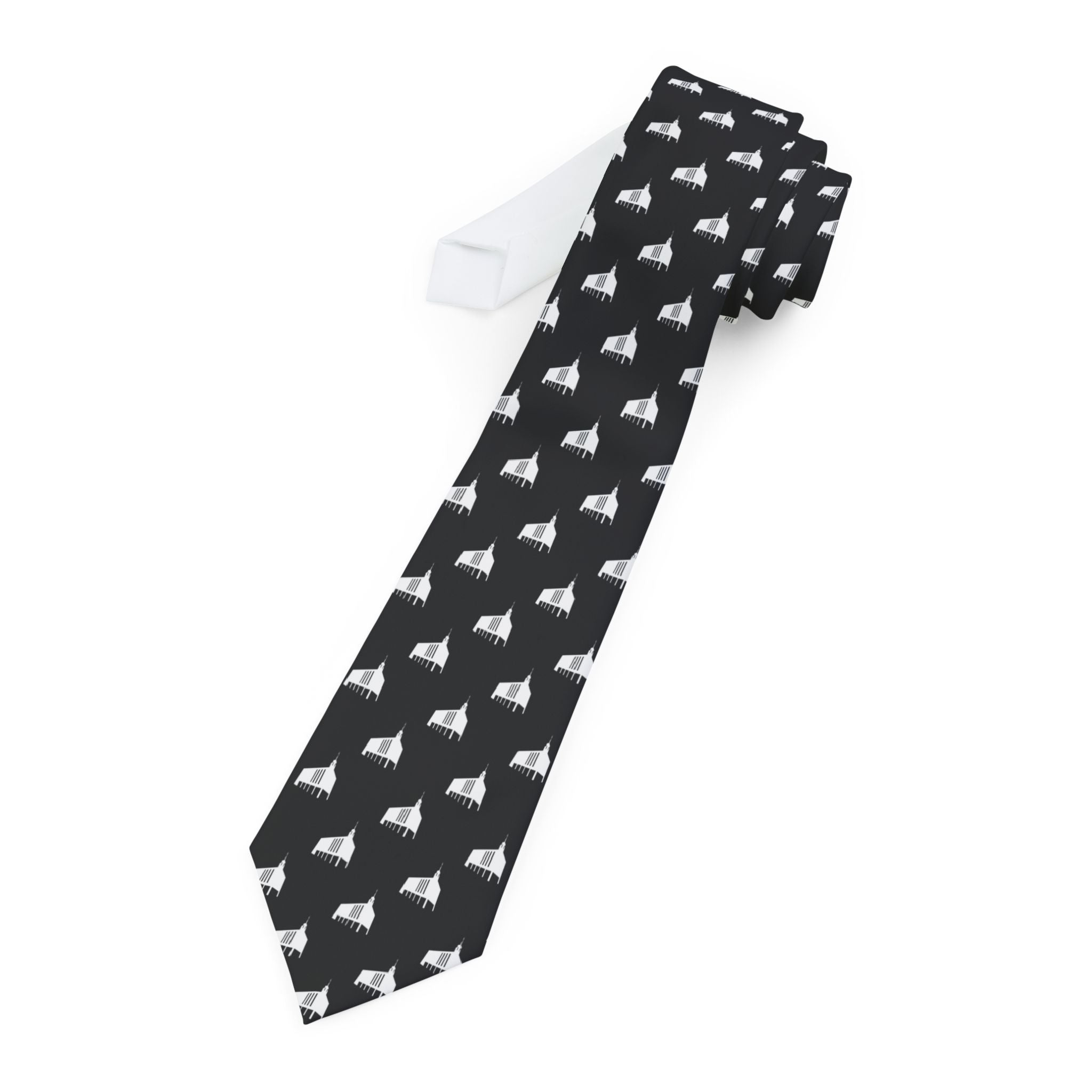 Manhattan New York Temple Patterned Neck Tie for Elders (Black)