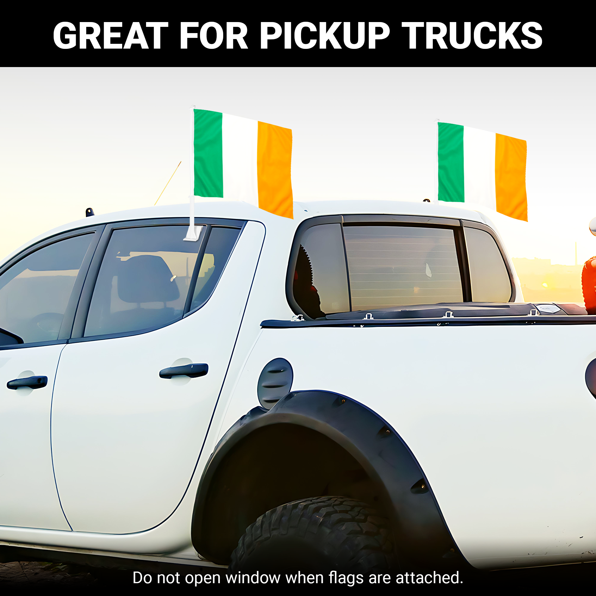 G128 2 Pack: Ireland Irish Car Flag | 11x17 In | Double LiteWeave Pro Series Double Sided Printed 150D Polyester | Flagpole Included | Perfect for Festival Celebrations, Parades
