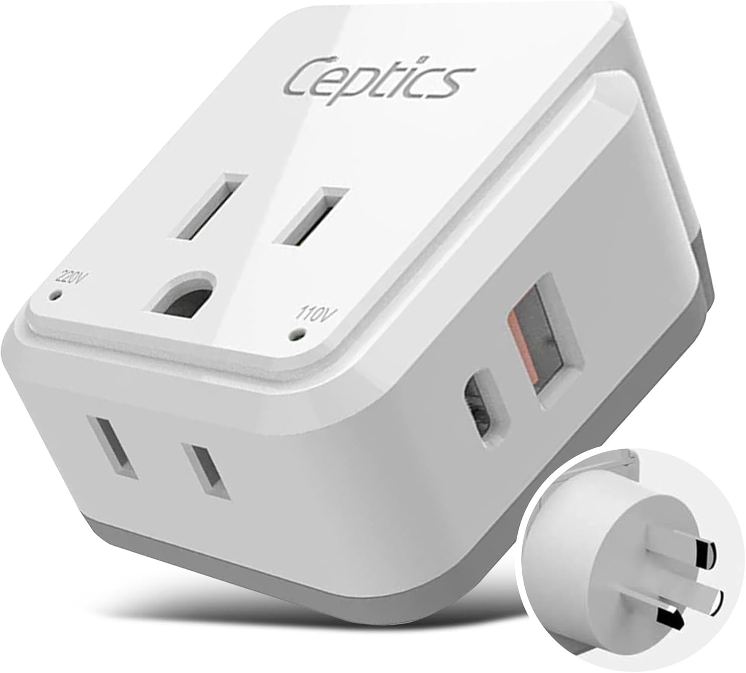 Australia, China, New Zealand Travel Adapter | Type I - USB & USB-C Ports + 2 US Outlets (PAK-AU)