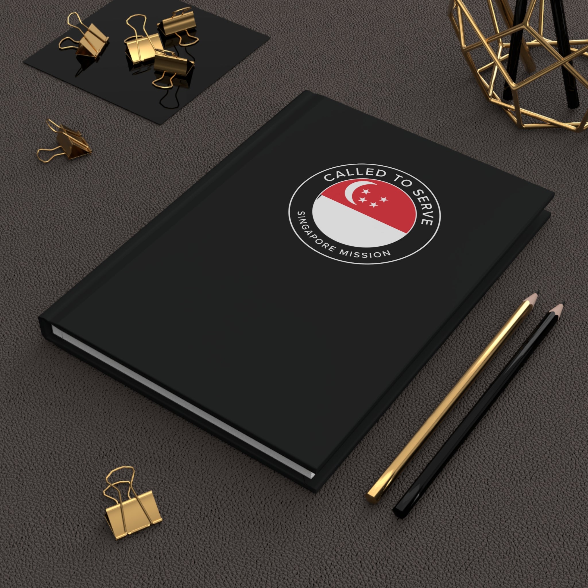 Singapore Mission Circle Flag Called to Serve Black Hardcover Journal Matte