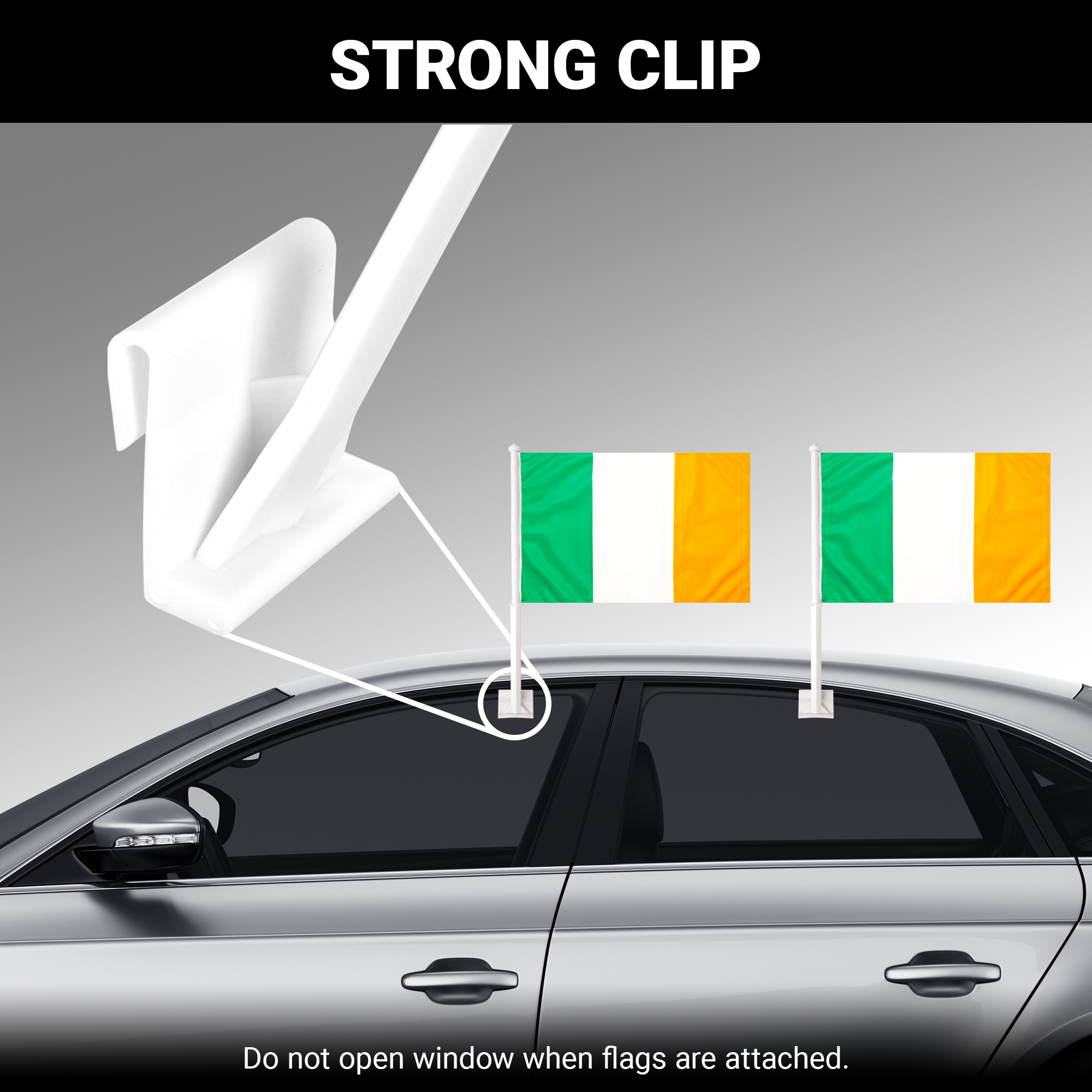 G128 2 Pack: Ireland Irish Car Flag | 11x17 In | Double LiteWeave Pro Series Double Sided Printed 150D Polyester | Flagpole Included | Perfect for Festival Celebrations, Parades