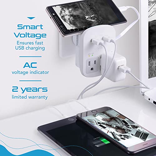World-Way 6 Travel Adapter Kit | 2 USB + 2 US Outlets - Grounded (WPS-2B)