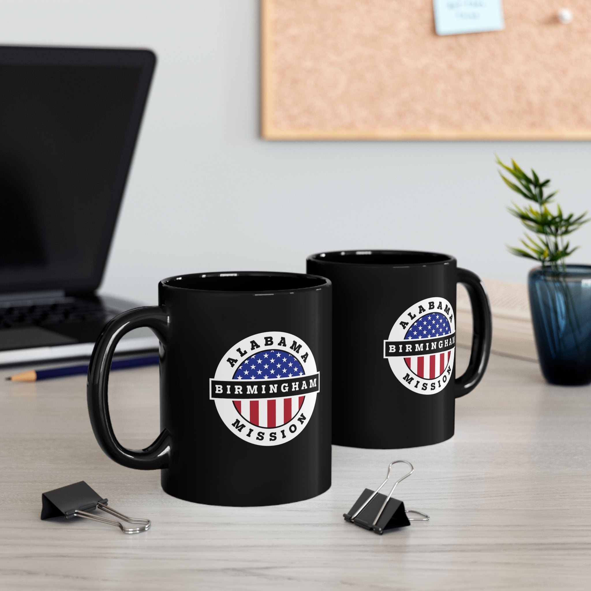 Alabama Birmingham Mission Circular Flag Black Ceramic Mug - Mission Wishlist - LDS Missionary Gift Store
