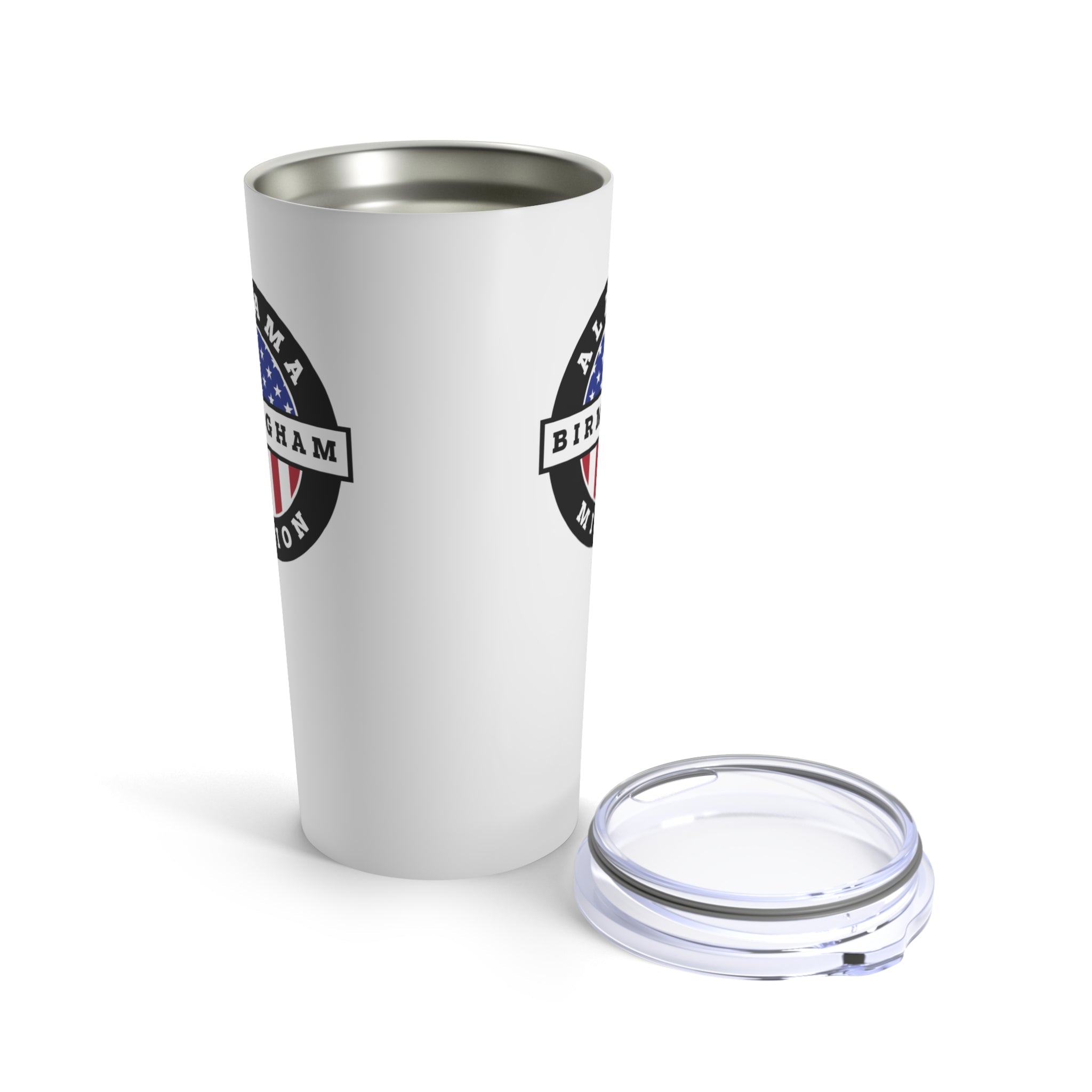 Alabama Birmingham Mission Circular USA Flag Logo Tumbler 20oz White - Latter-Day Saint LDS Missionary Gift - Book of Mormon