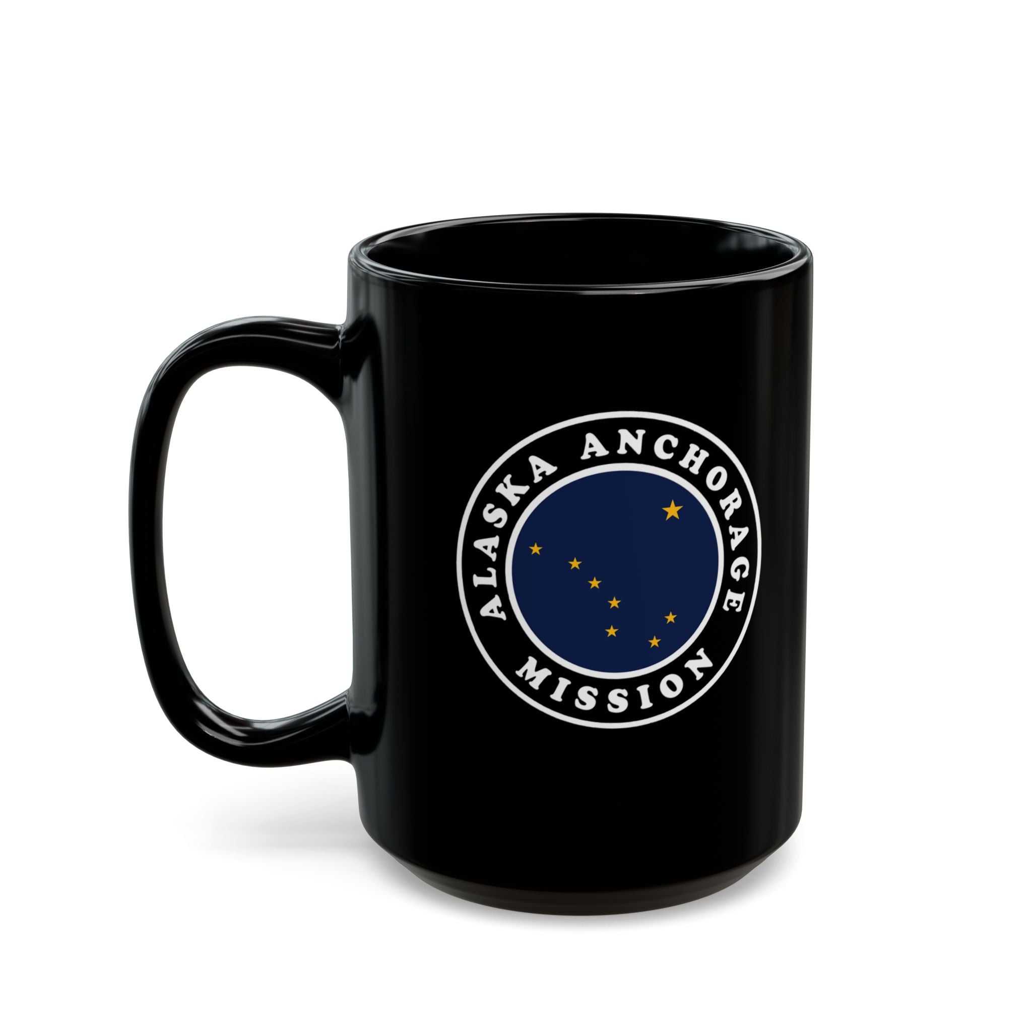 Alaska Anchorage Mission State Flag Logo Ceramic Mug Black Name - Mission Wishlist - LDS Missionary Gift Store