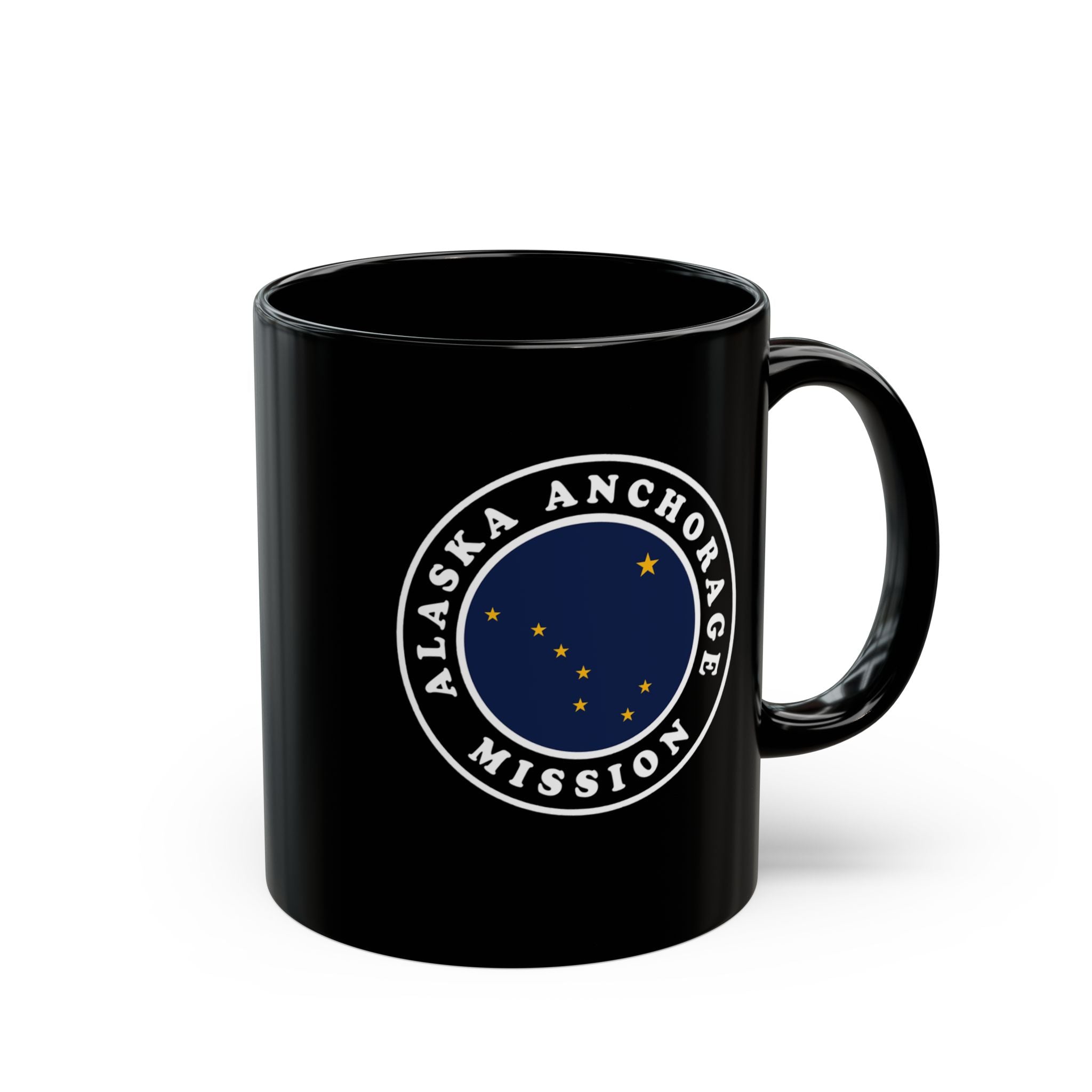 Alaska Anchorage Mission State Flag Logo Ceramic Mug Black Name - Mission Wishlist - LDS Missionary Gift Store