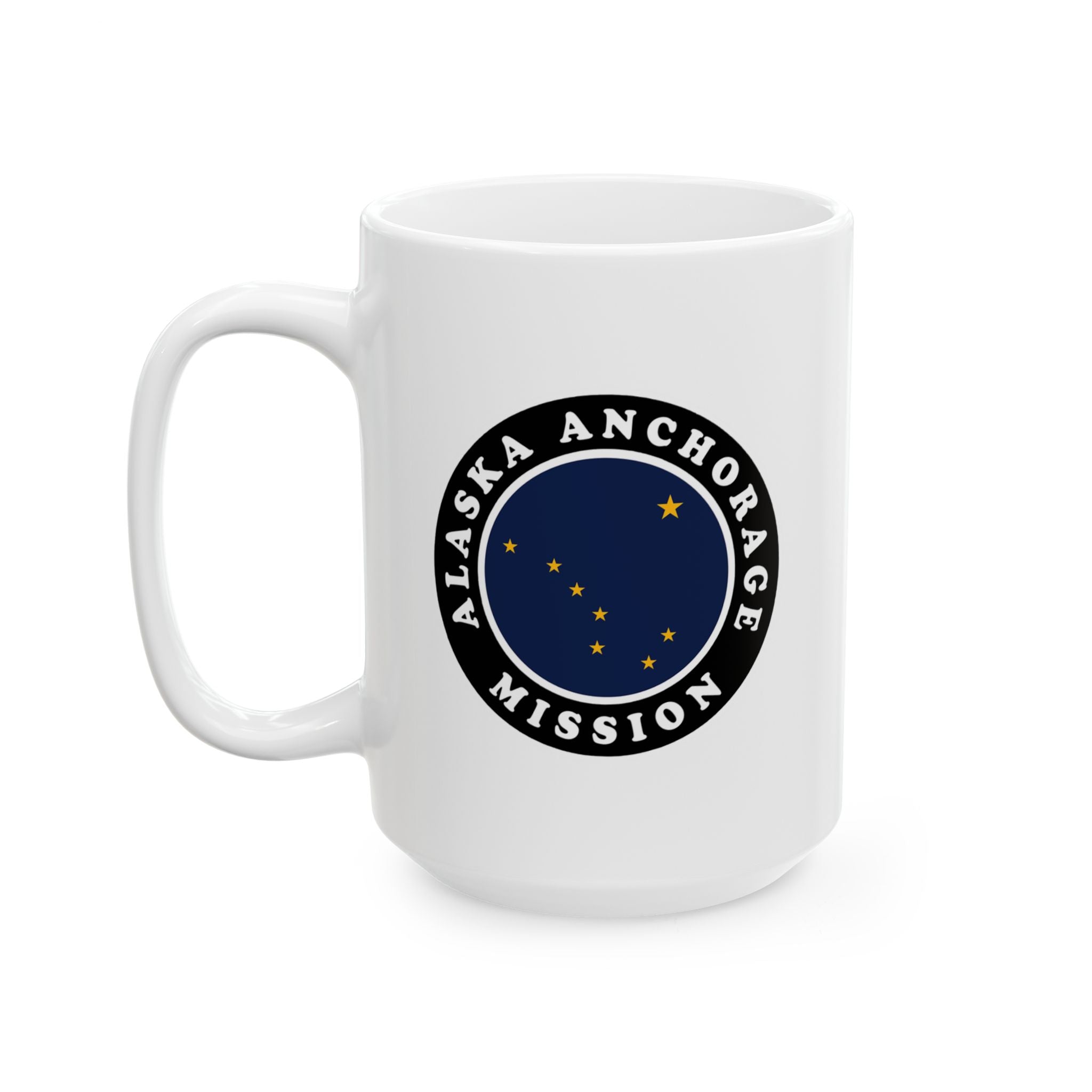 Alaska Anchorage Mission State Flag Logo Ceramic Mug White Name - Mission Wishlist - LDS Missionary Gift Store