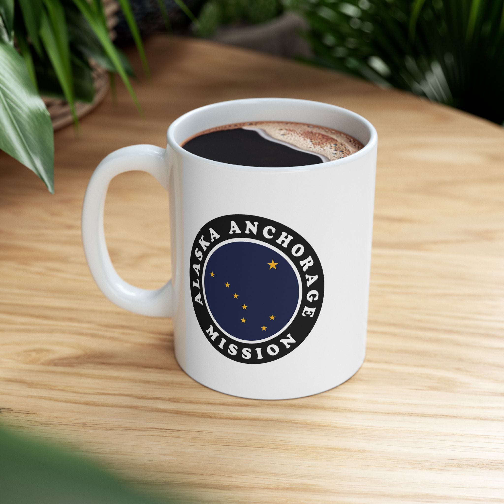 Alaska Anchorage Mission State Flag Logo Ceramic Mug White Name - Mission Wishlist - LDS Missionary Gift Store