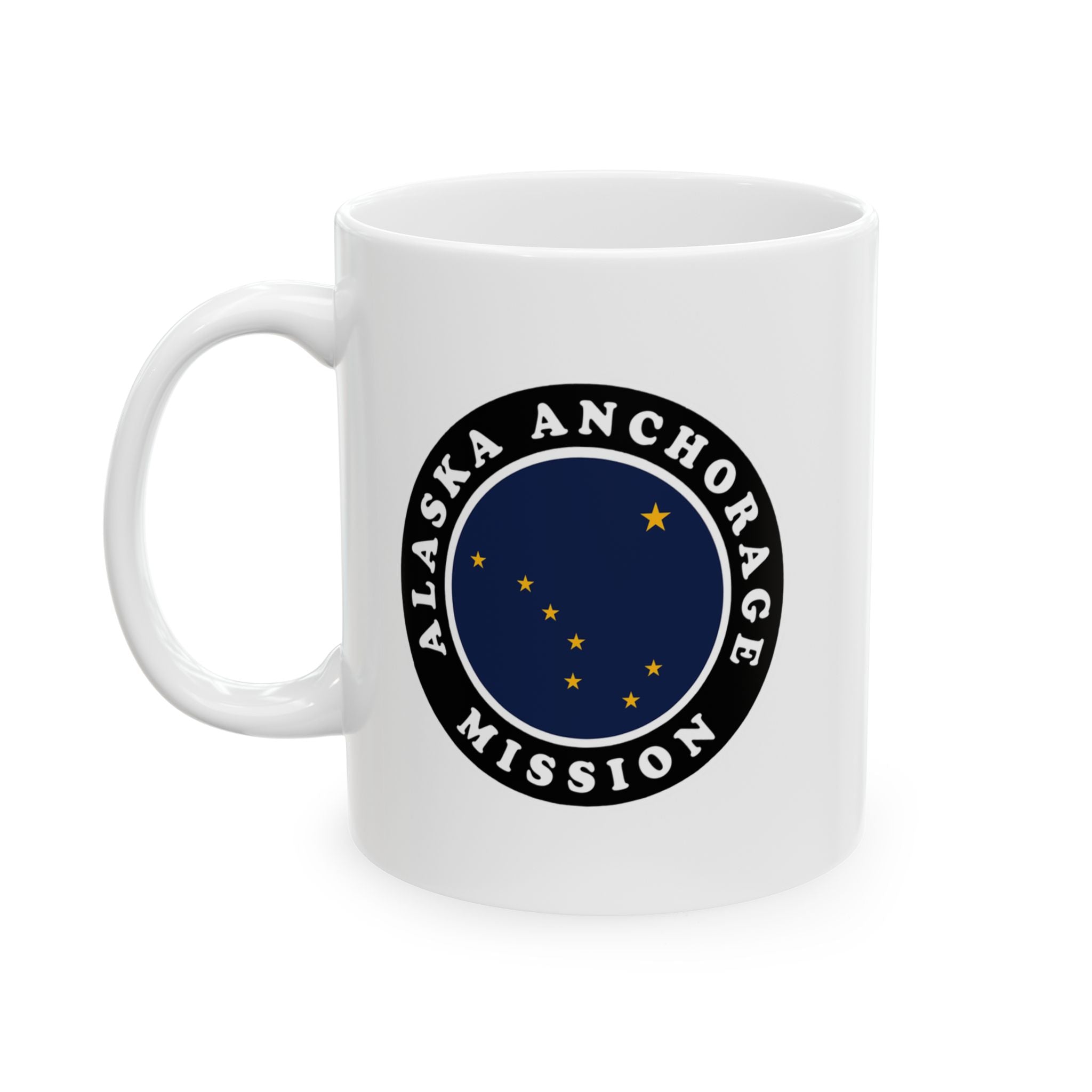 Alaska Anchorage Mission State Flag Logo Ceramic Mug White Name - Mission Wishlist - LDS Missionary Gift Store