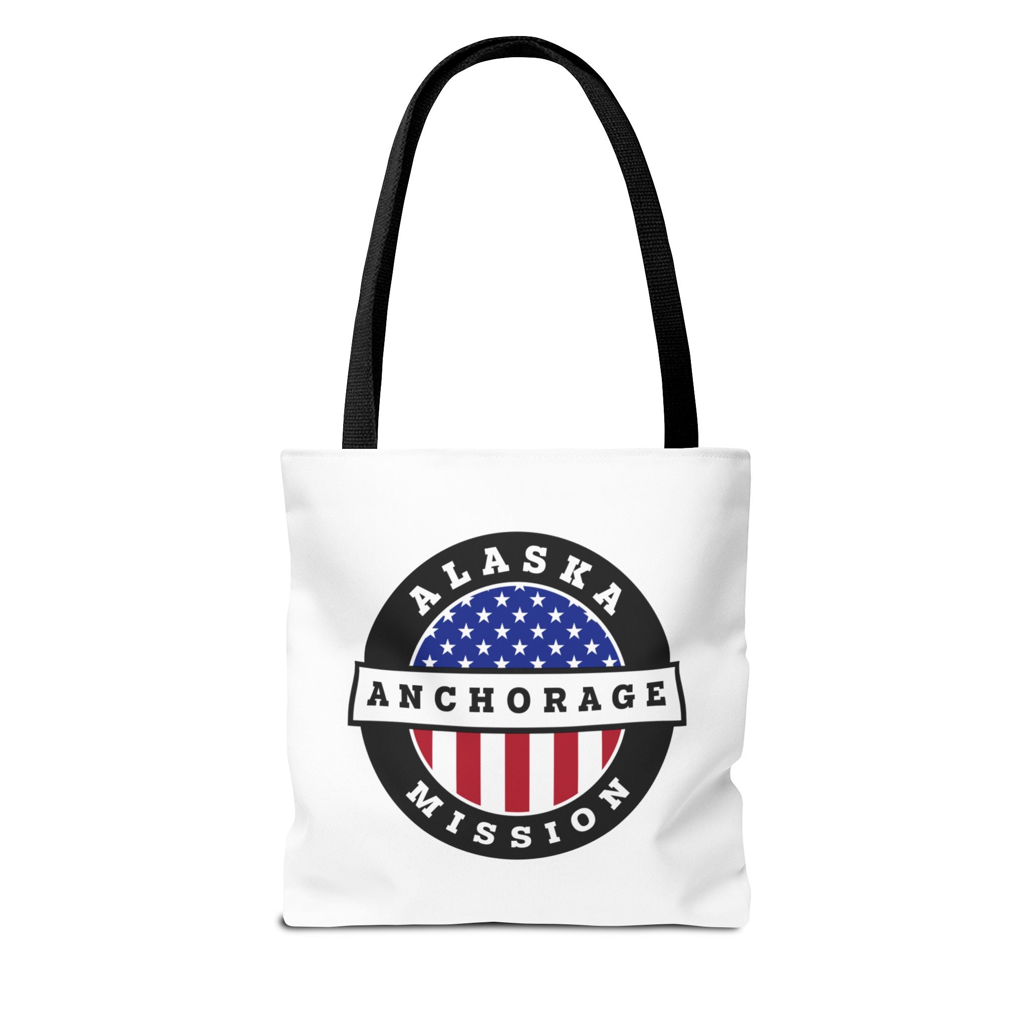 Alaska Anchorage Mission USA Flag Logo Tote Bag White - Mission Wishlist - LDS Missionary Gift Store