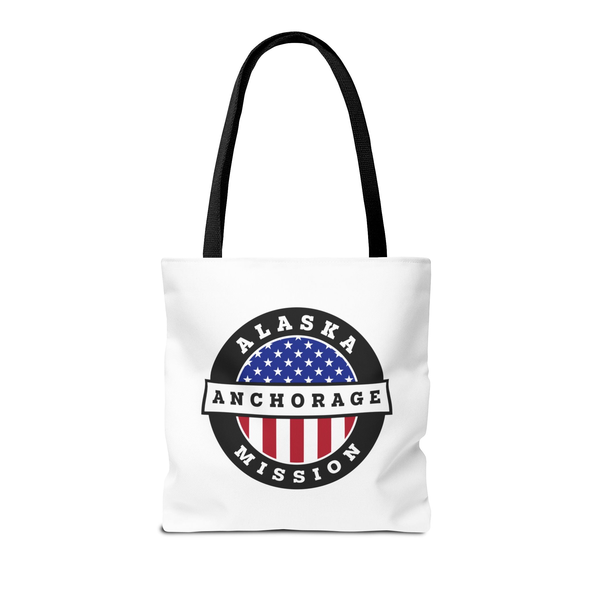 Alaska Anchorage Mission USA Flag Logo Tote Bag White - Mission Wishlist - LDS Missionary Gift Store
