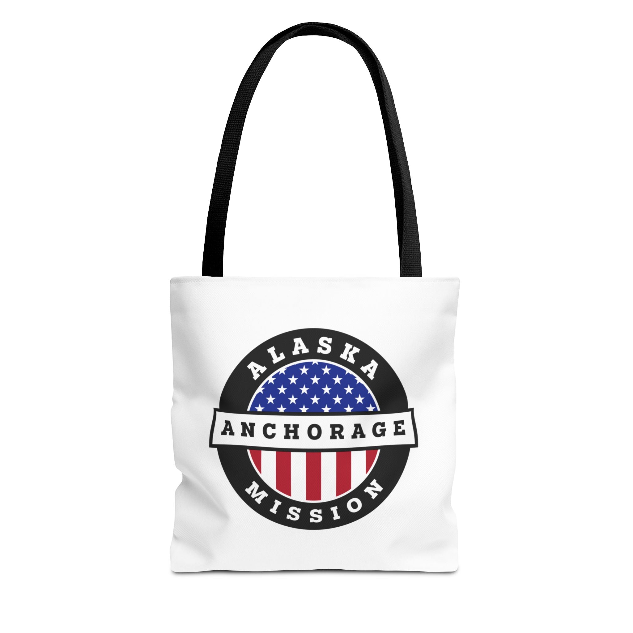 Alaska Anchorage Mission USA Flag Logo Tote Bag White - Mission Wishlist - LDS Missionary Gift Store