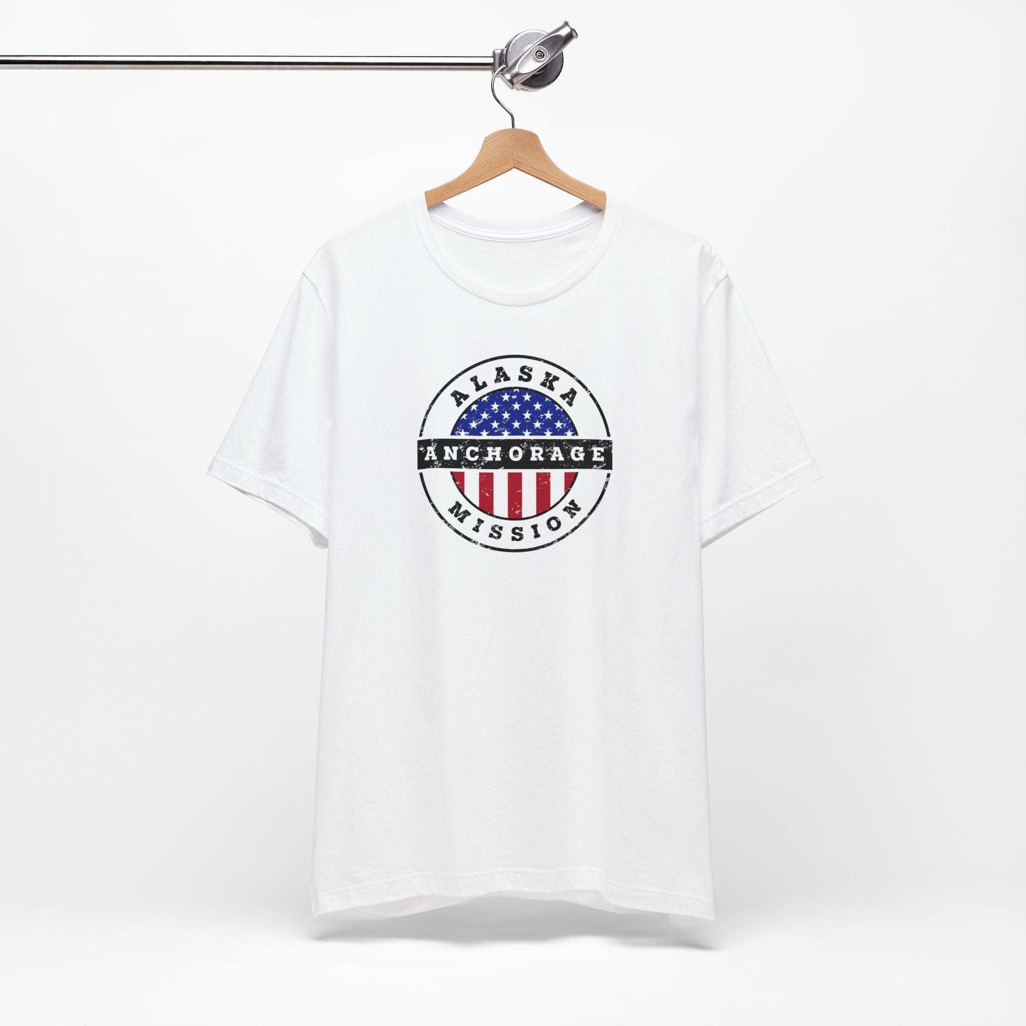 Alaska Anchorage Mission Vintage Circular USA Flag T-Shirt - Mission Wishlist - LDS Missionary Gift Store