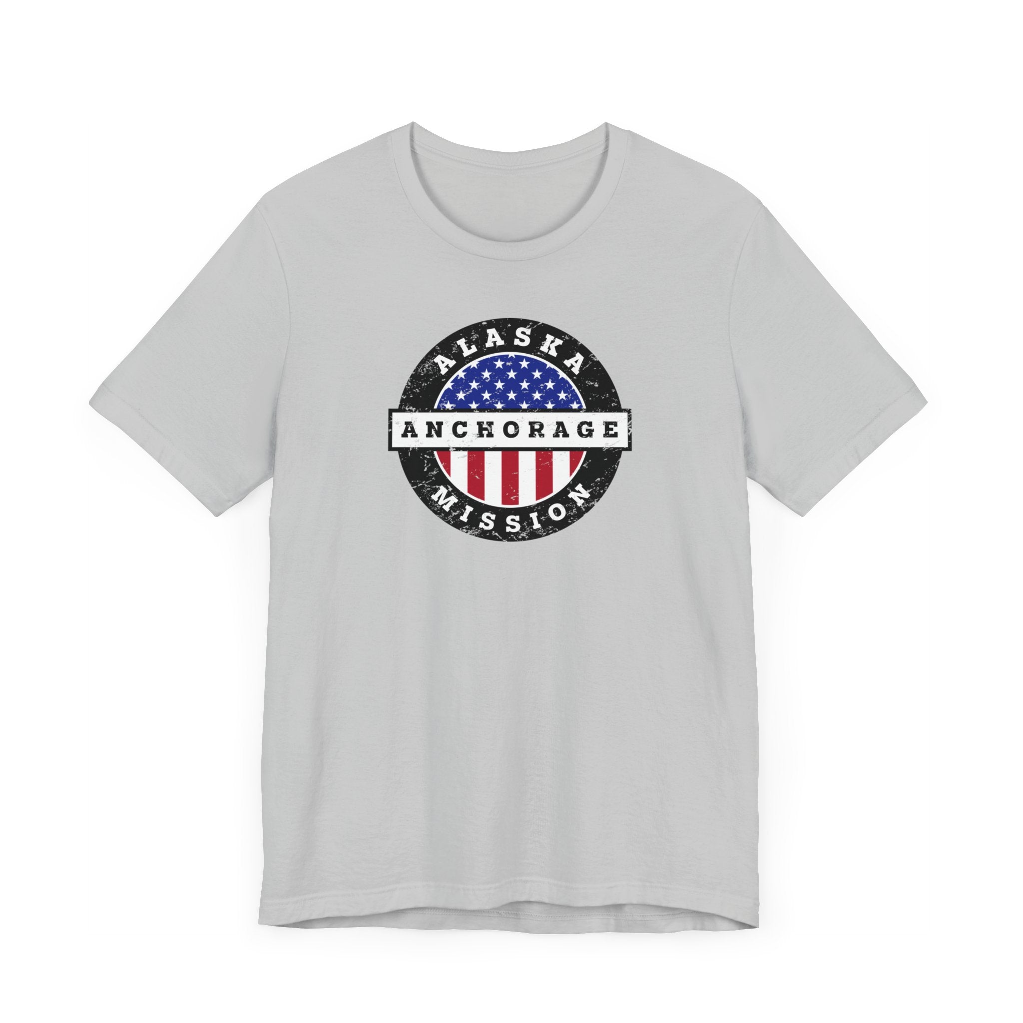 Alaska Anchorage Mission Vintage Circular USA Flag T-Shirt - Mission Wishlist - LDS Missionary Gift Store