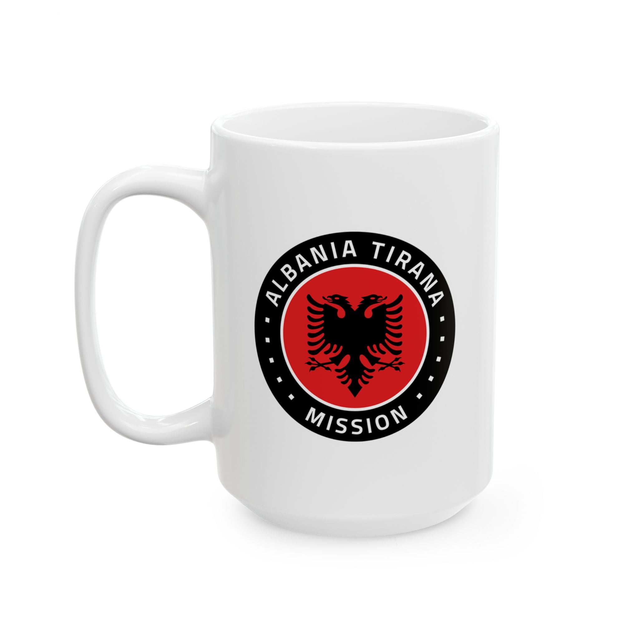 Albania Tirana Mission Circular Flag White Ceramic Mug - Latter-Day Saint LDS Missionary Gift - Book of Mormon