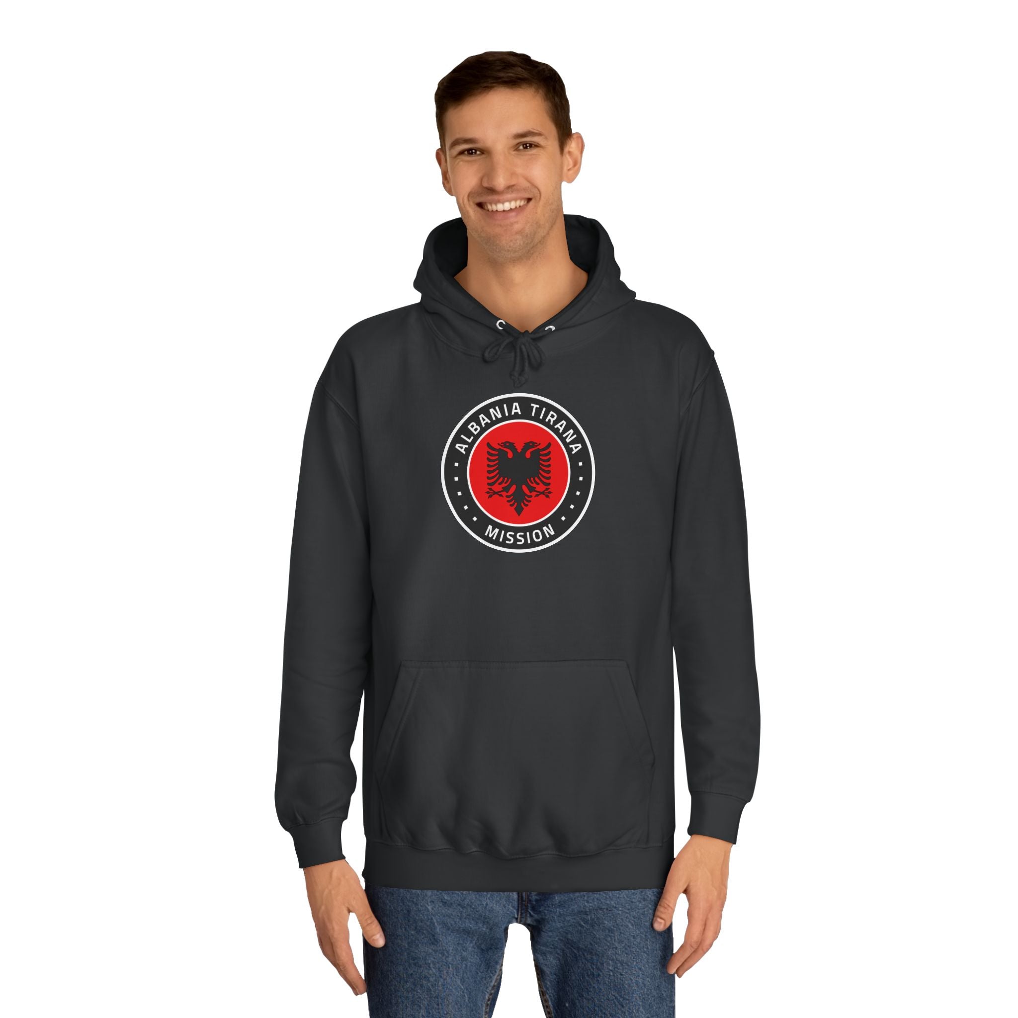 Albania Tirana Mission Flag Logo (Black Border) College Hoodie - Mission Wishlist - LDS Missionary Gift Store