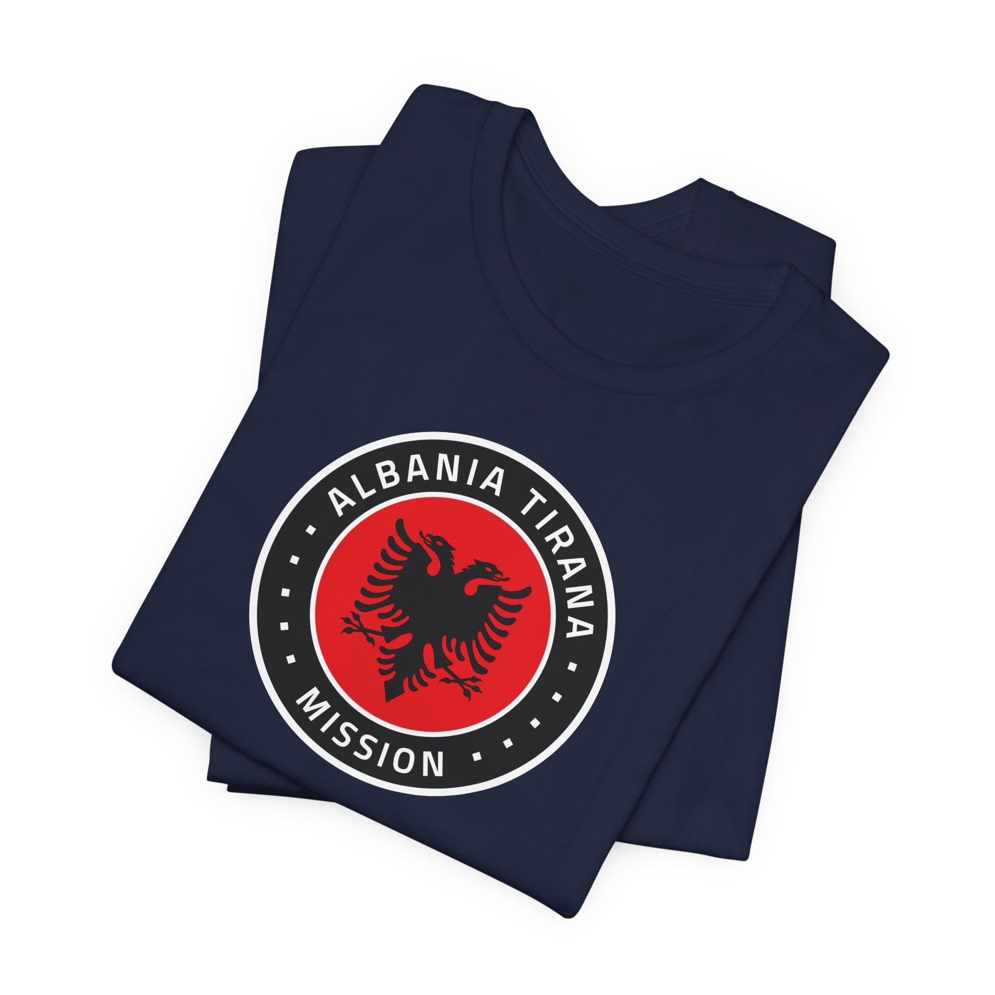 Albania Tirana Mission Flag Logo (Black Border) T-shirt - Mission Wishlist - LDS Missionary Gift Store