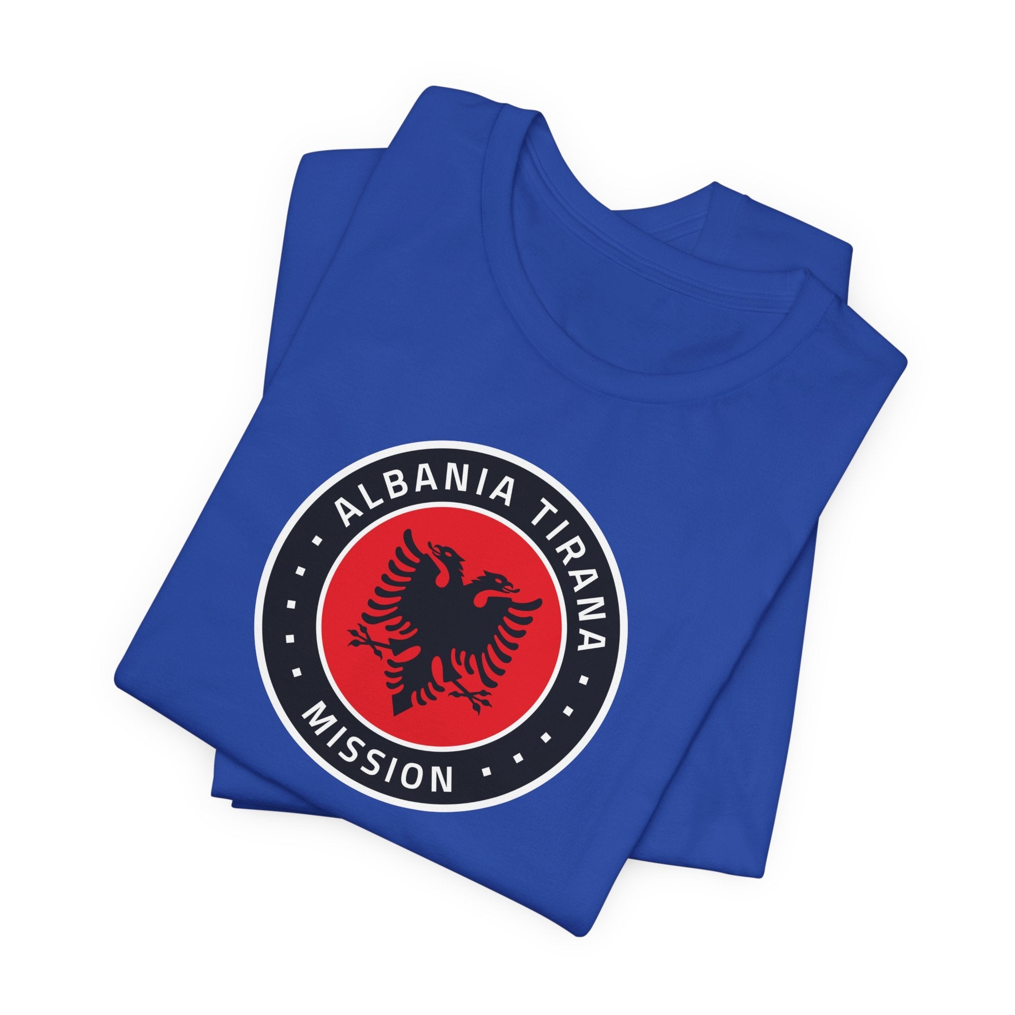 Albania Tirana Mission Flag Logo (Black Border) T-shirt - Mission Wishlist - LDS Missionary Gift Store
