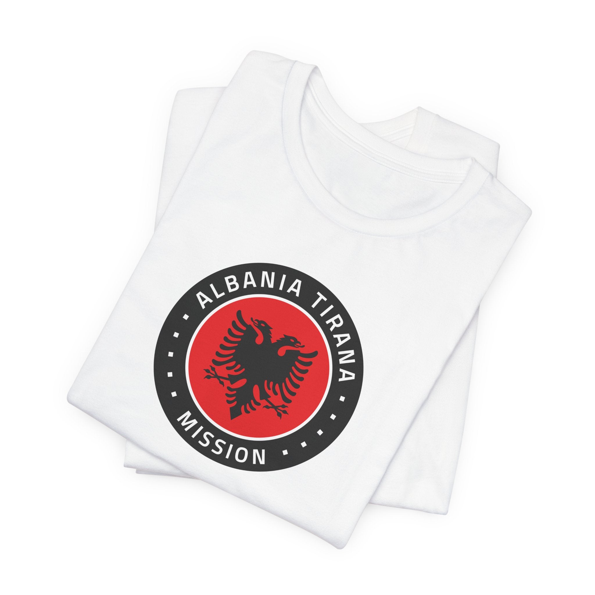 Albania Tirana Mission Flag Logo (Black Border) T-shirt - Mission Wishlist - LDS Missionary Gift Store